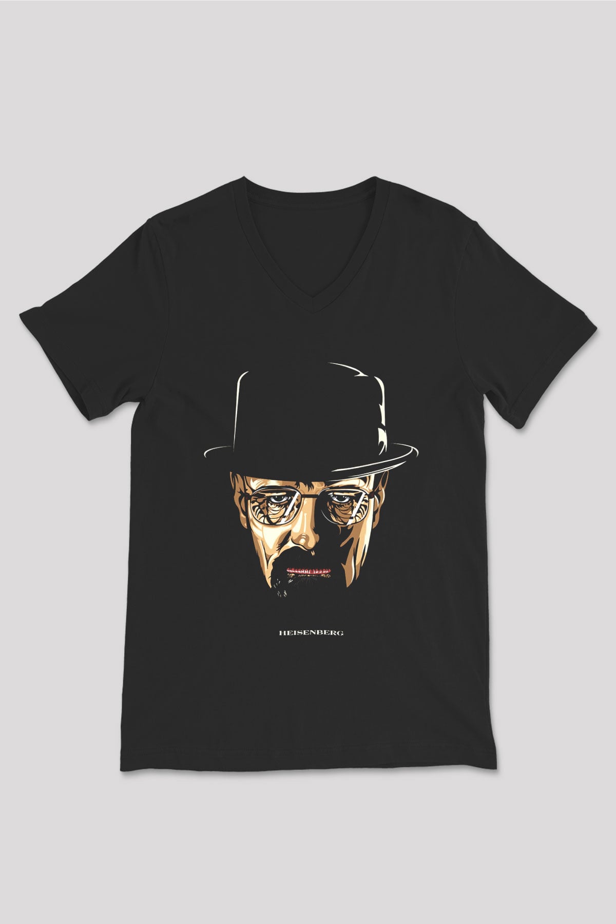 Breaking Bad Heisenberg Siyah Unisex V Yaka Tişört T-Shirt