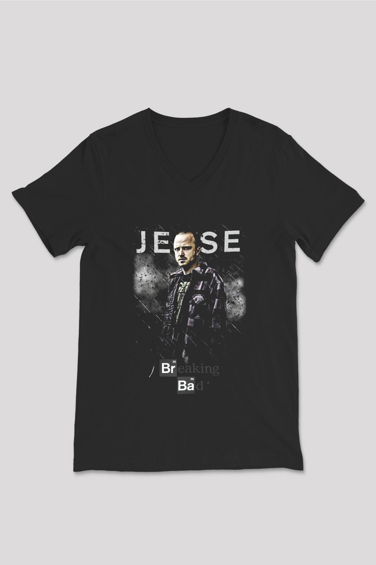 Breaking Bad Heisenberg Siyah Unisex V Yaka Tişört T-Shirt