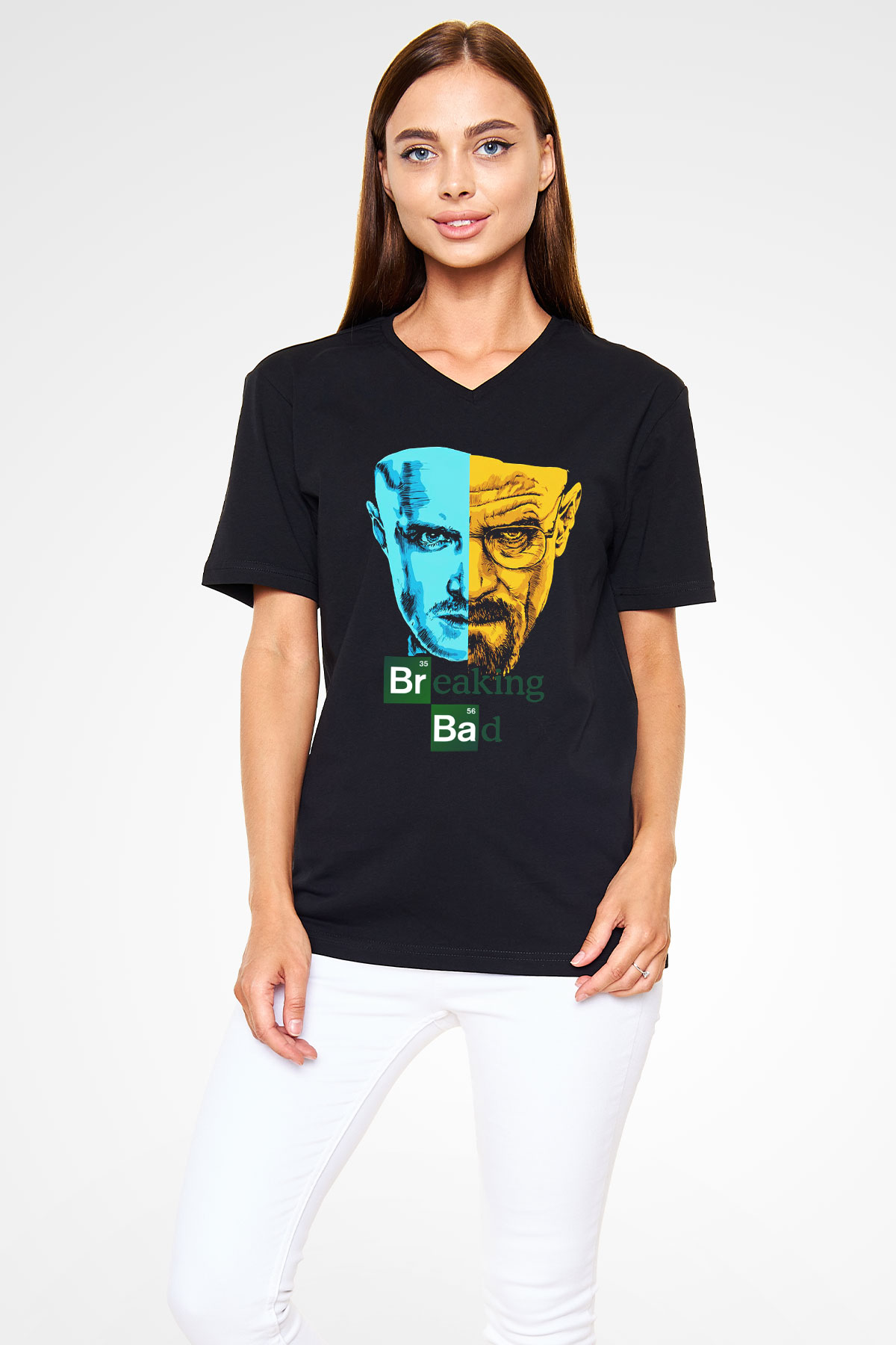 Breaking Bad Heisenberg Siyah Unisex V Yaka Tişört T-Shirt