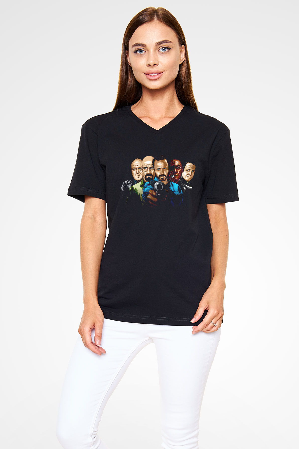 Breaking Bad Heisenberg Siyah Unisex V Yaka Tişört