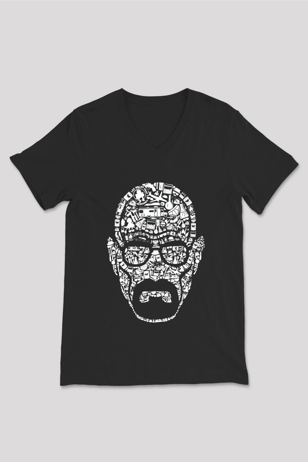 Breaking Bad Heisenberg Siyah Unisex V Yaka Tişört T-Shirt