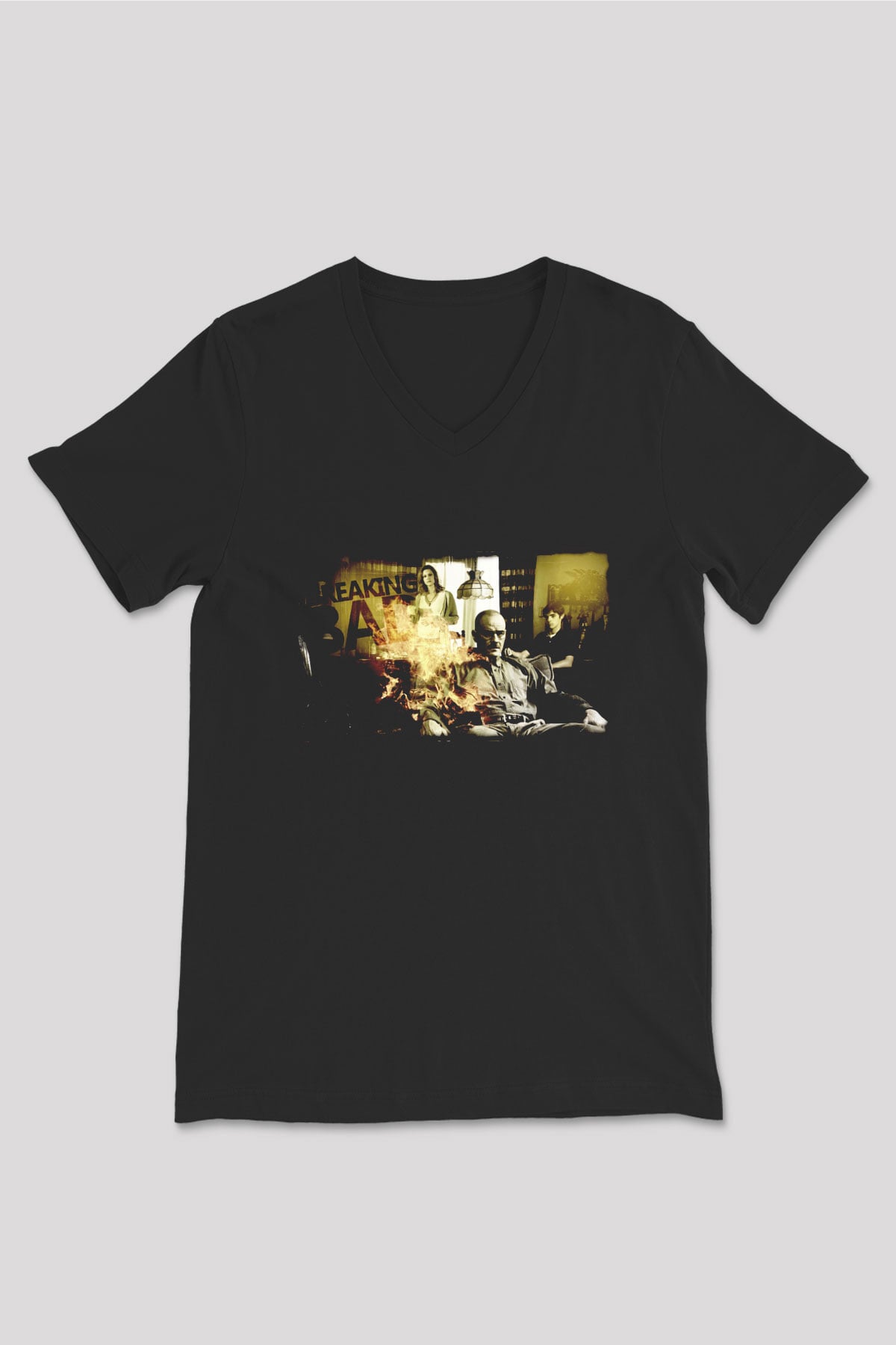 Breaking Bad Heisenberg Siyah Unisex V Yaka Tişört
