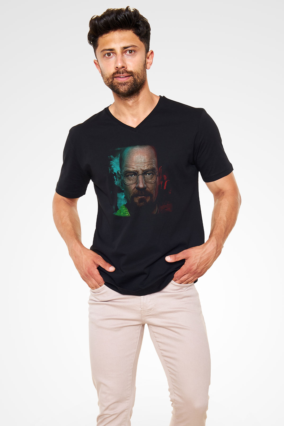 Breaking Bad Heisenberg Siyah Unisex V Yaka Tişört
