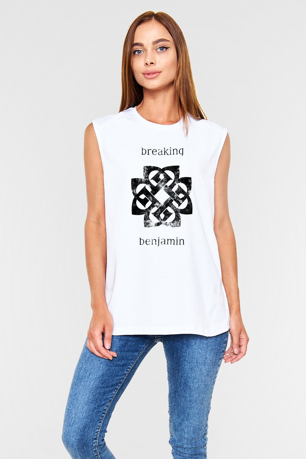 Breaking Benjamin Beyaz Unisex Kolsuz Tişört