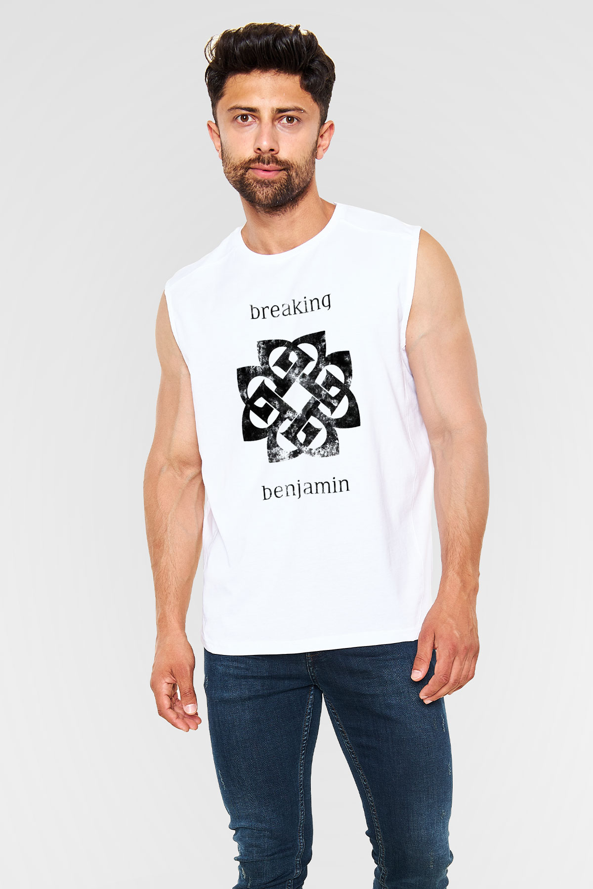 Breaking Benjamin Beyaz Unisex Kolsuz Tişört