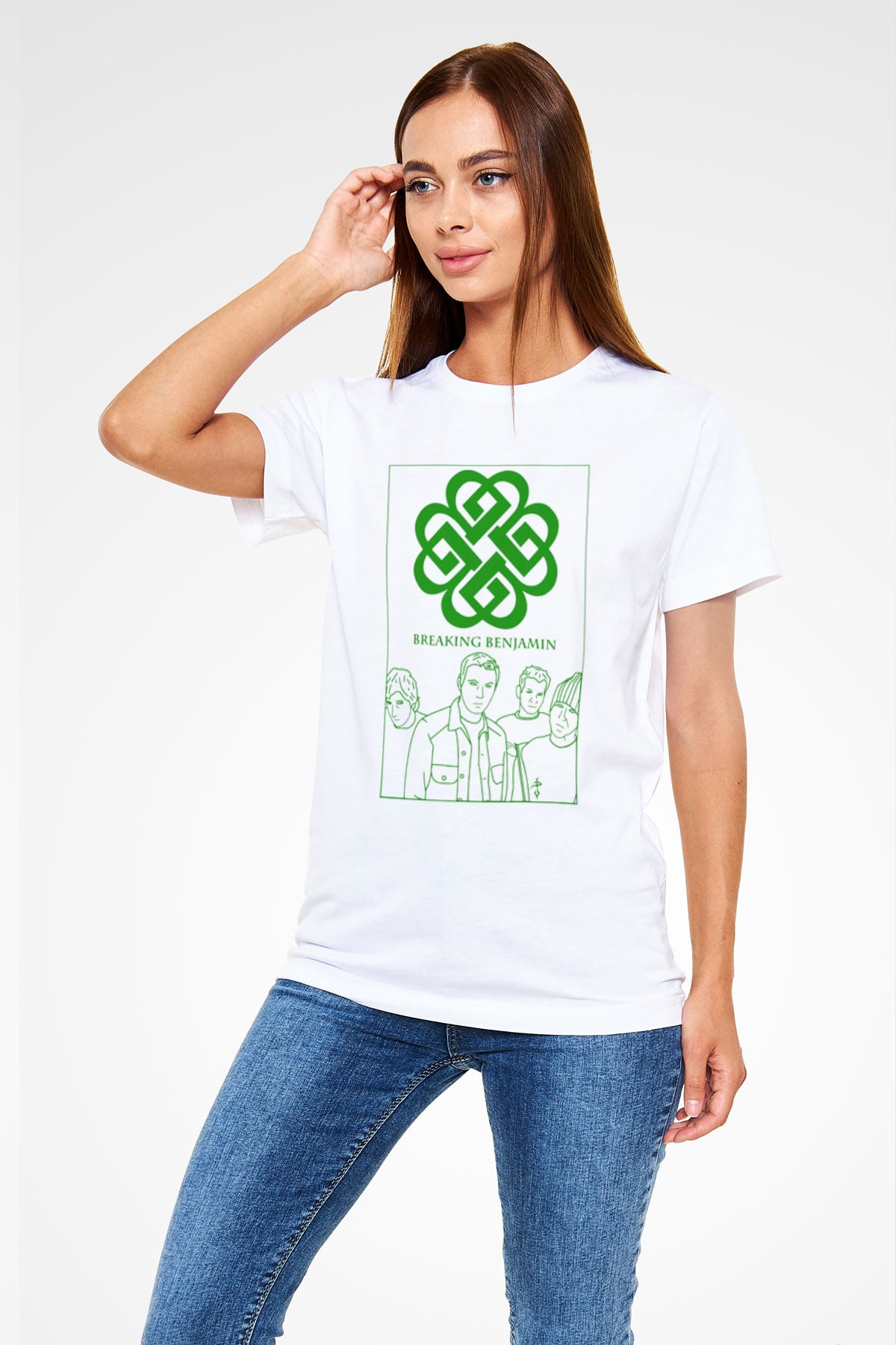 Breaking Benjamin Beyaz Unisex Tişört T-Shirt - TişörtFabrikası