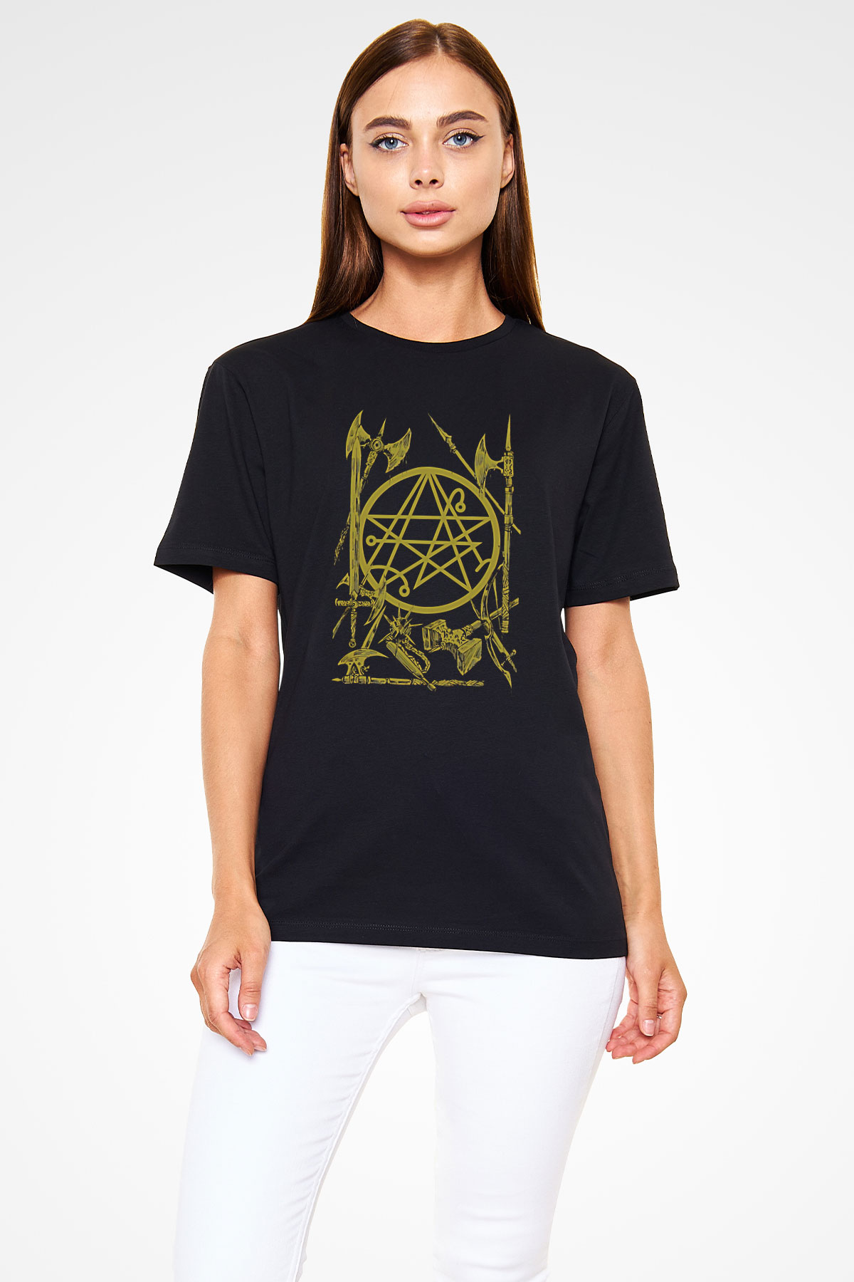 Brenda Marin Wartime Baskılı Unisex Siyah Tişört - Tshirt