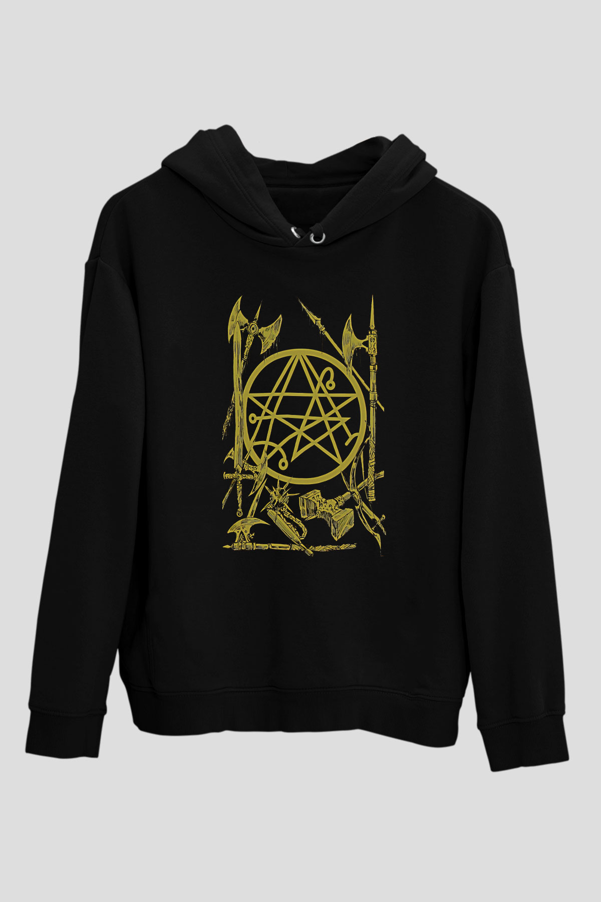 Brenda Marin Wartime Baskılı Unisex Siyah Kapüşonlu Sweatshirt