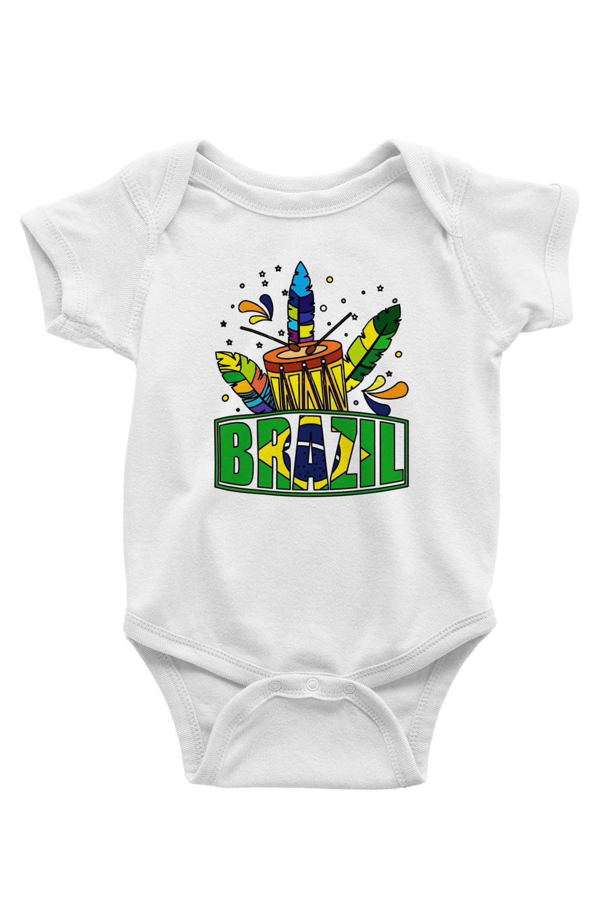 Brezilya Baskılı Beyaz Unisex Bebek Body - Zıbın