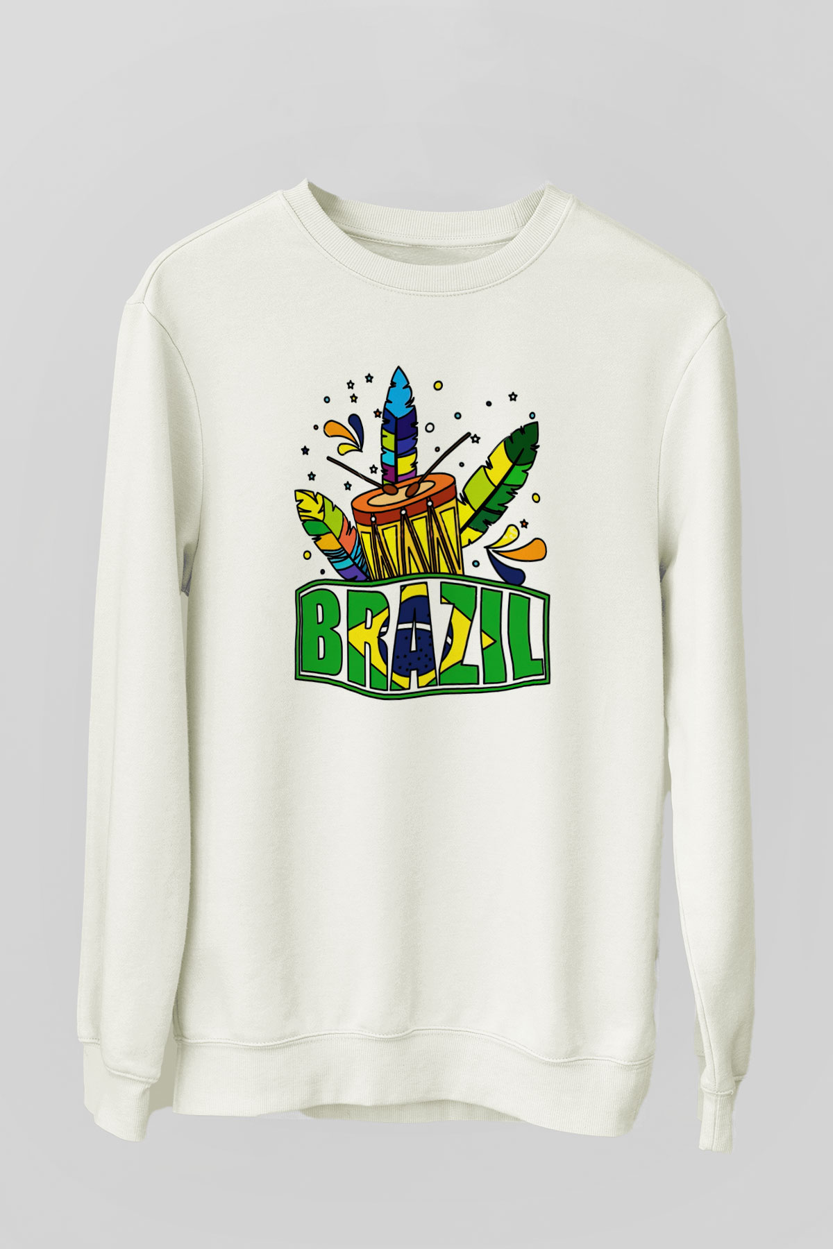 Brezilya Beyaz Unisex Sweatshirt
