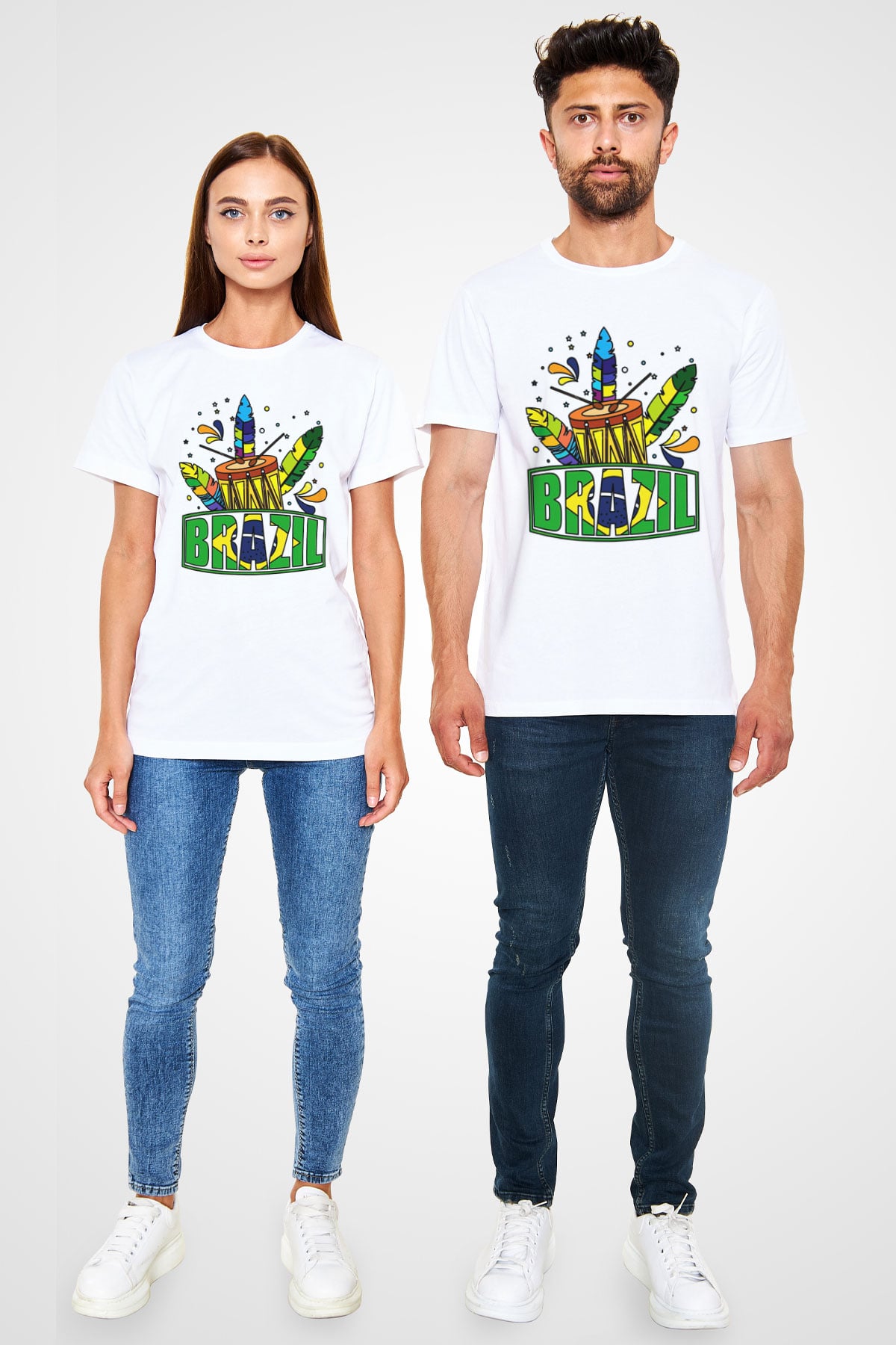 Brezilya Beyaz Unisex Tişört T-Shirt - TişörtFabrikası