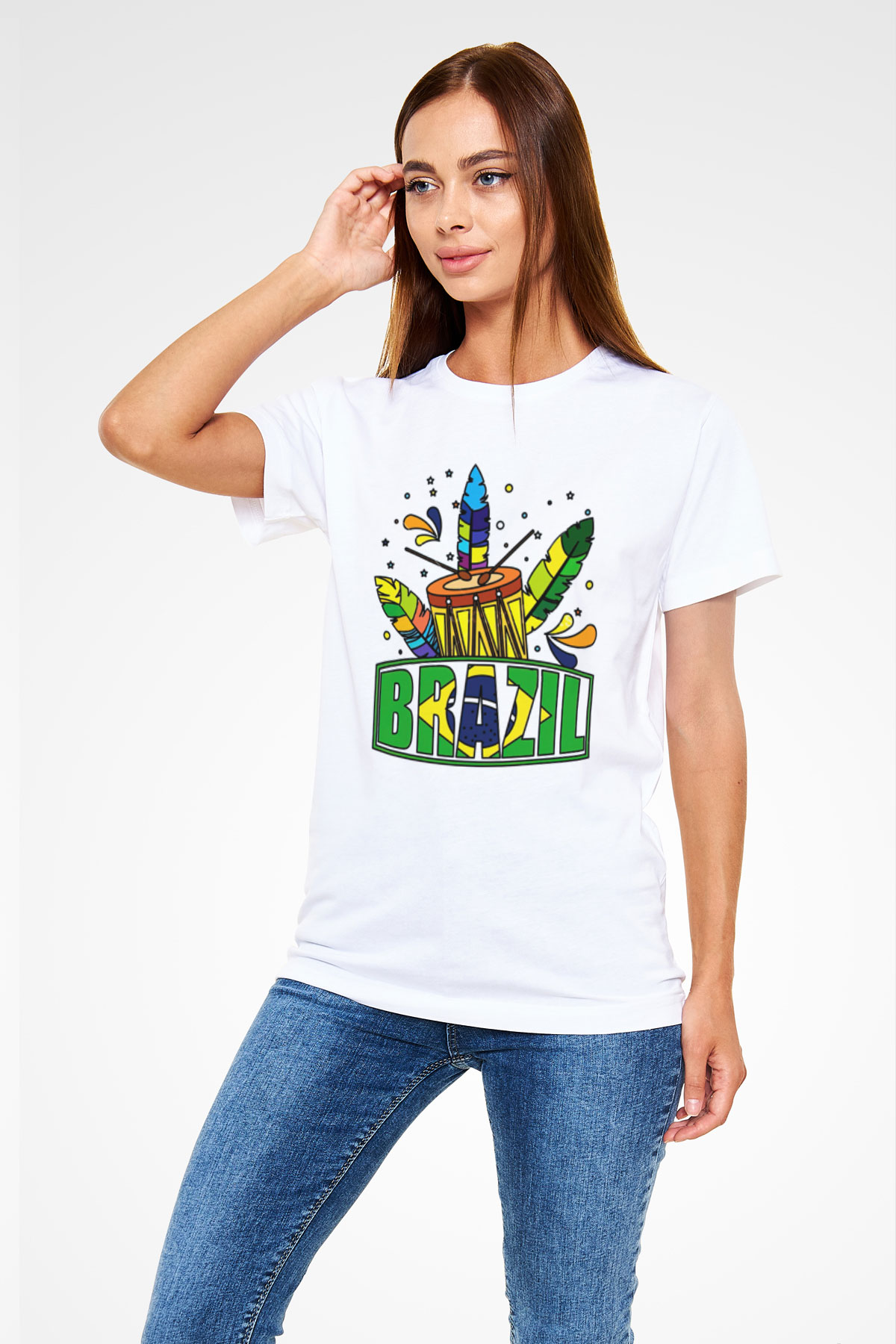 Brezilya Beyaz Unisex Tişört T-Shirt - TişörtFabrikası