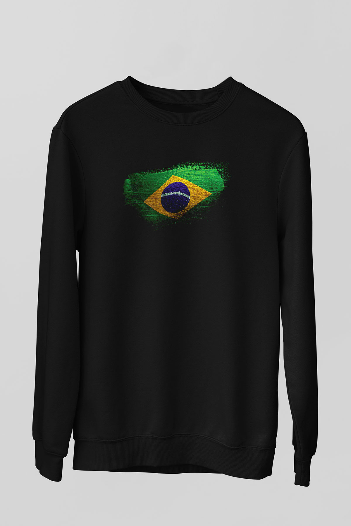 Brezilya - Brazil Bayrağı Baskılı Unisex Siyah Sweatshirt