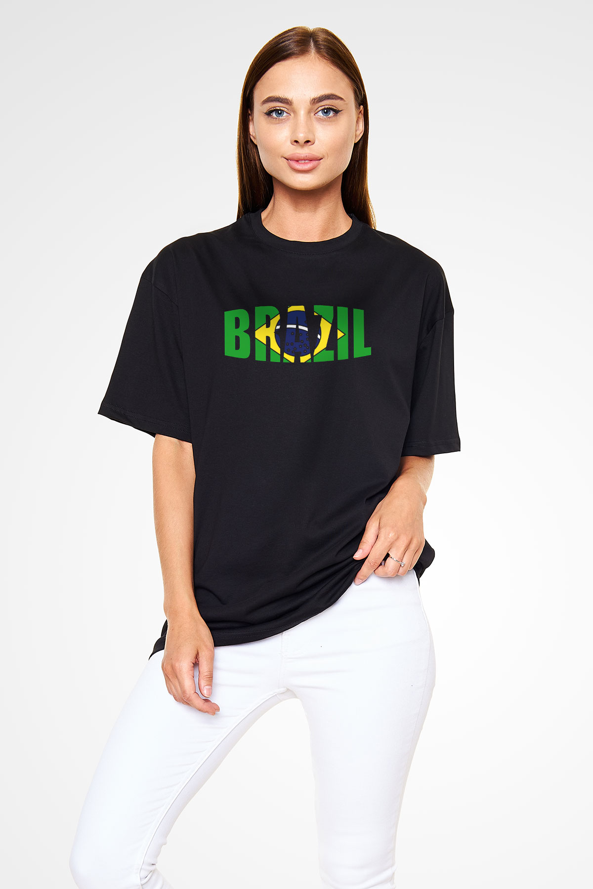 Brezilya Siyah Unisex Oversize Tişört T-Shirt