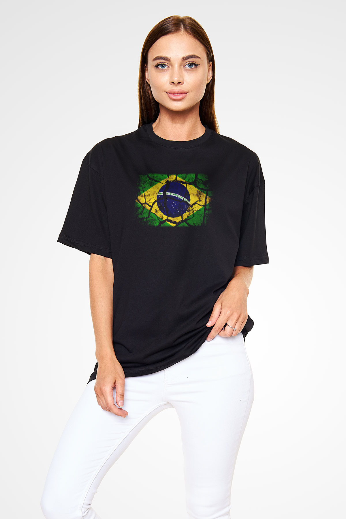 Brezilya Siyah Unisex Oversize Tişört T-Shirt