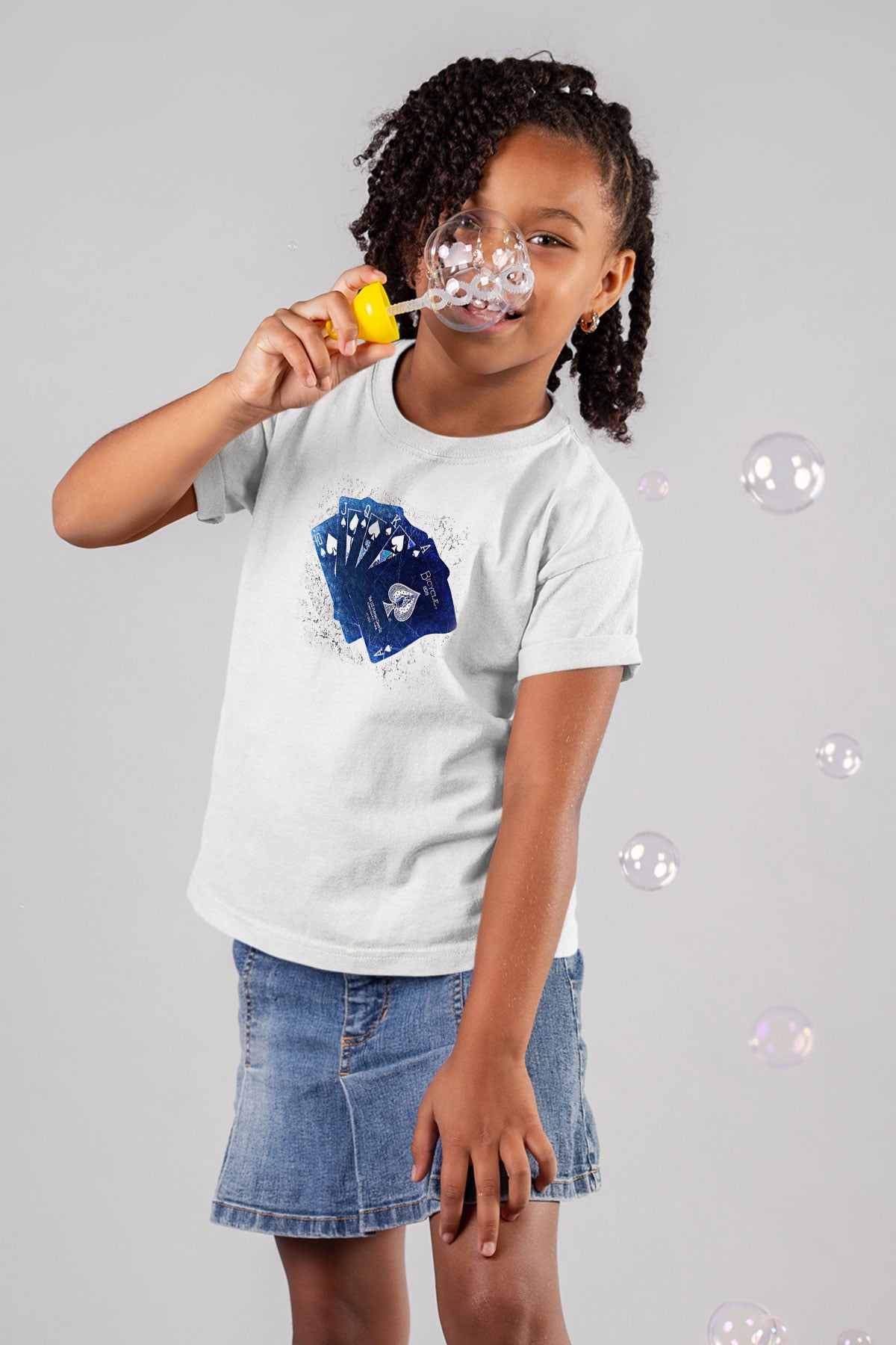 Briç Baskılı Unisex Beyaz Çocuk Tişört - Tshirt