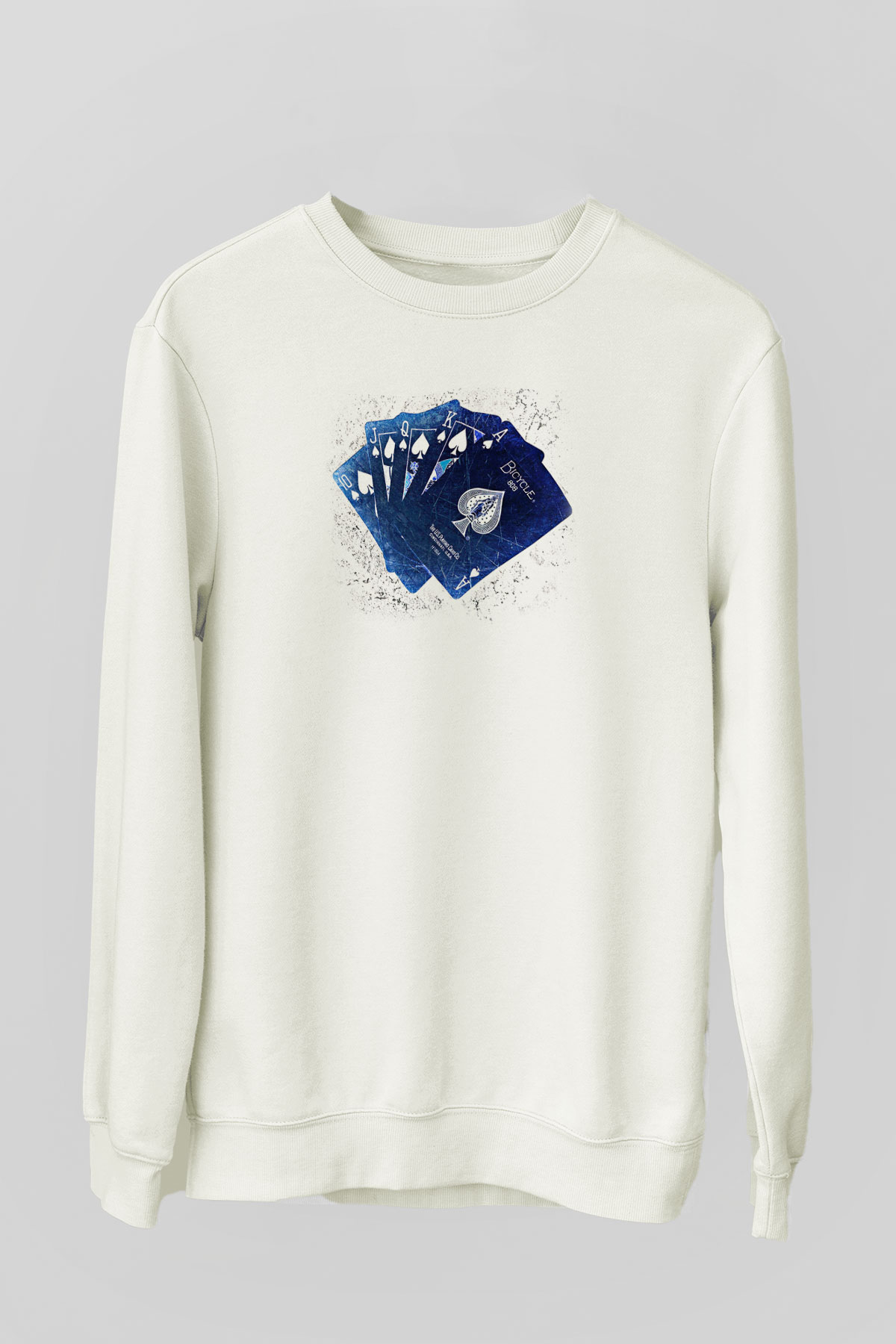 Briç Baskılı Unisex Ekru Sweatshirt