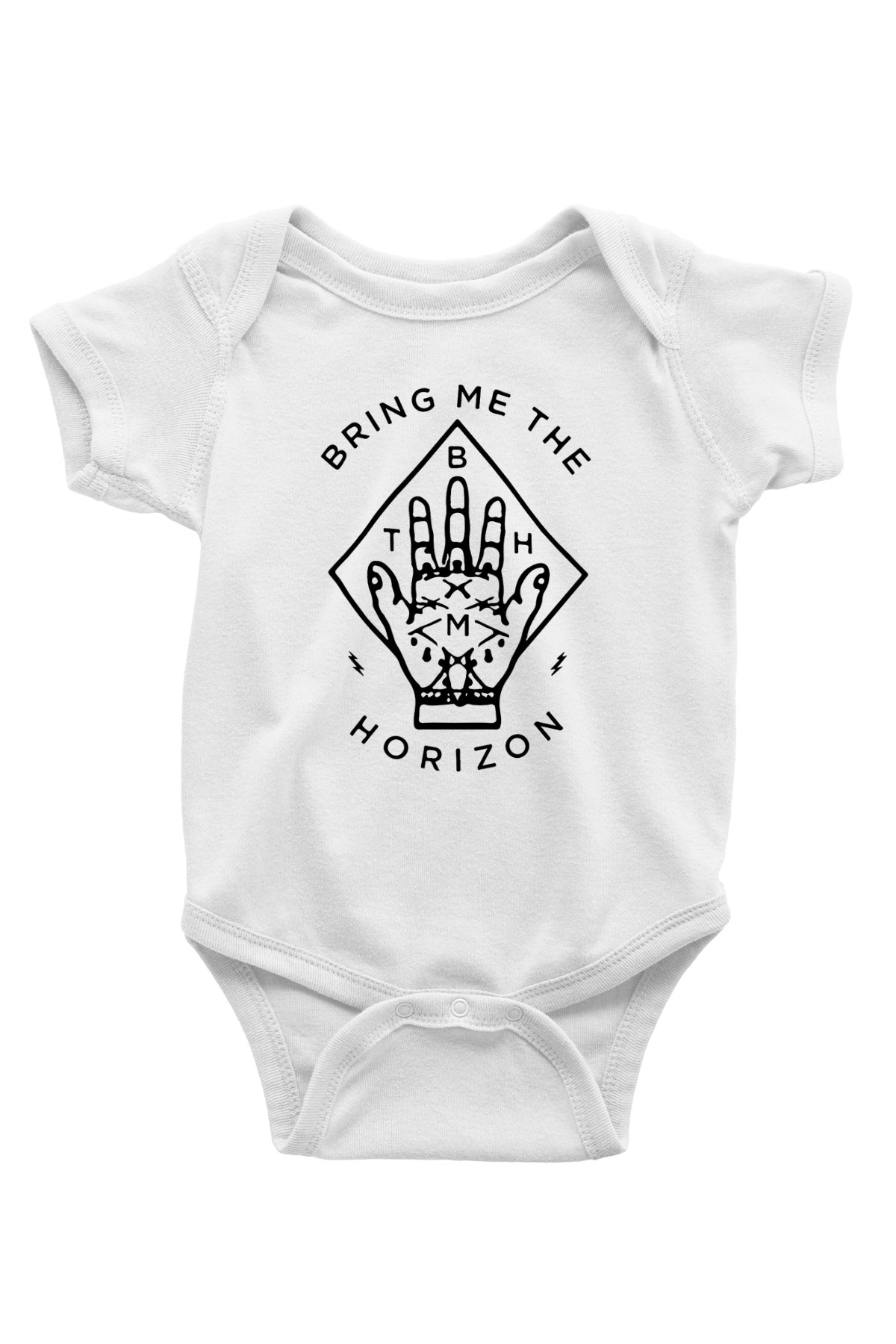 Bring Me the Horizon Baskılı Beyaz Unisex Bebek Body - Zıbın