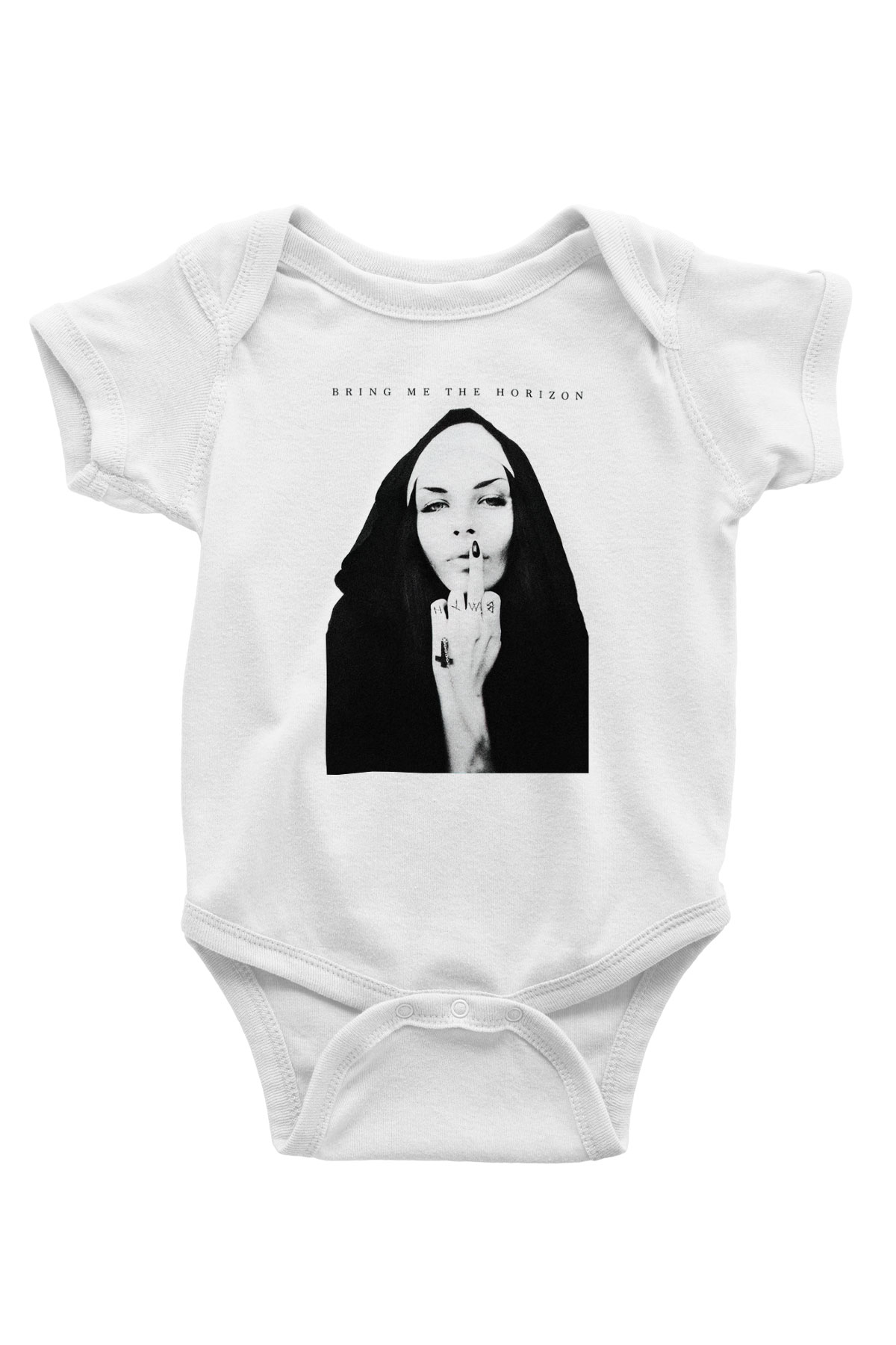 Bring Me the Horizon Baskılı Beyaz Unisex Bebek Body - Zıbın