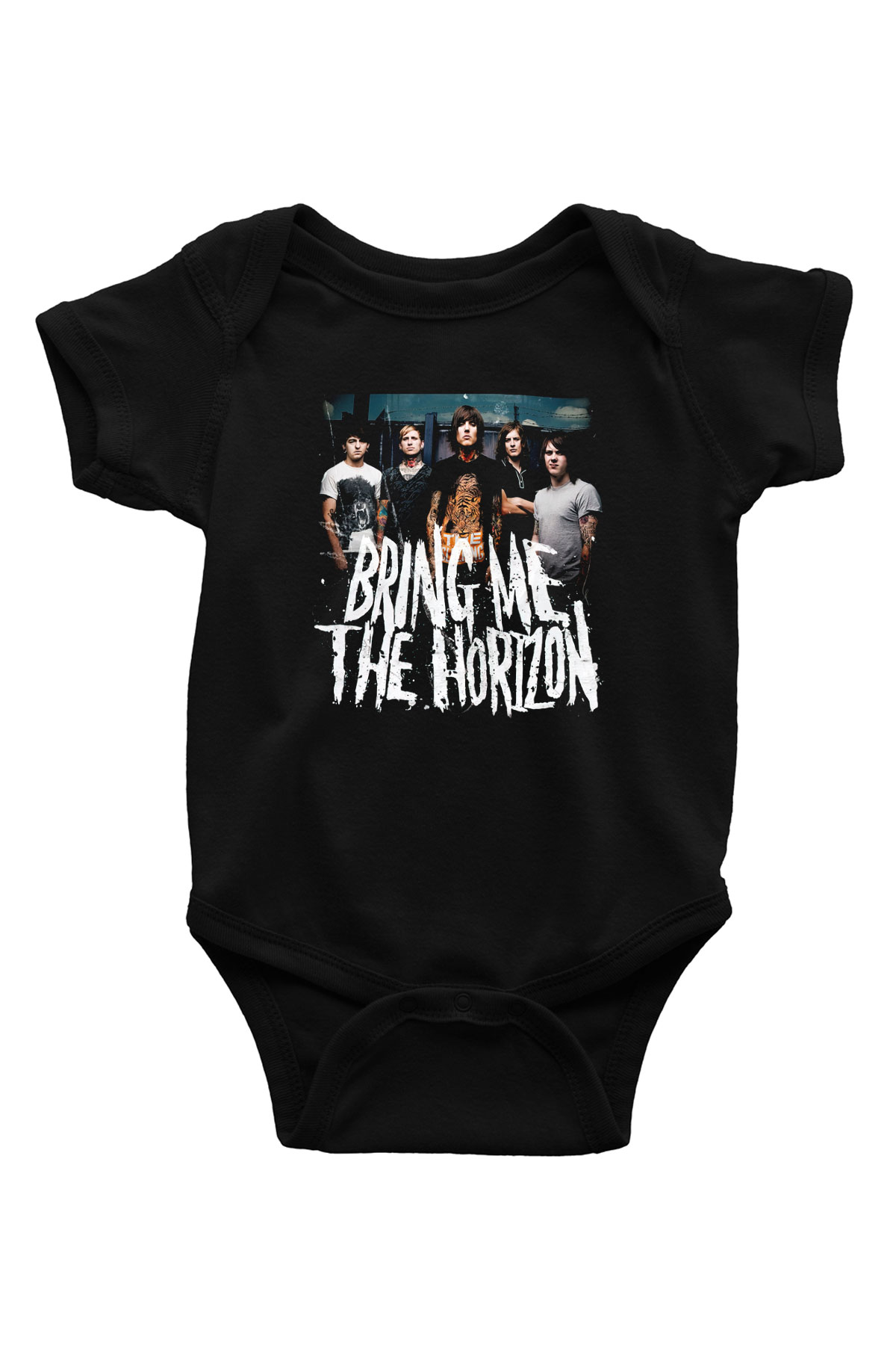 Bring Me the Horizon Baskılı Siyah Bebek Body - Zıbın