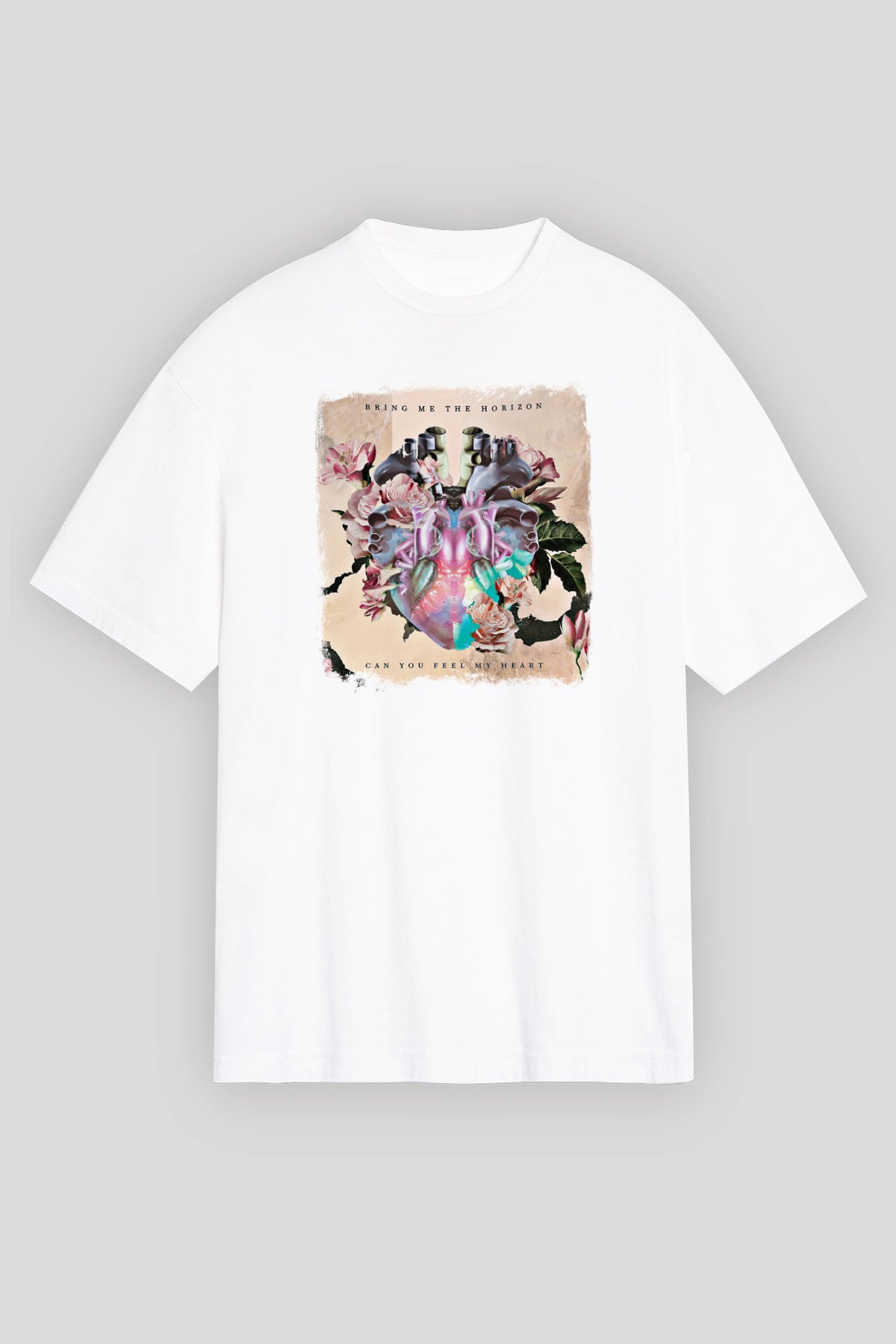 Bring Me the Horizon Baskılı Unisex Beyaz Oversize Tişört