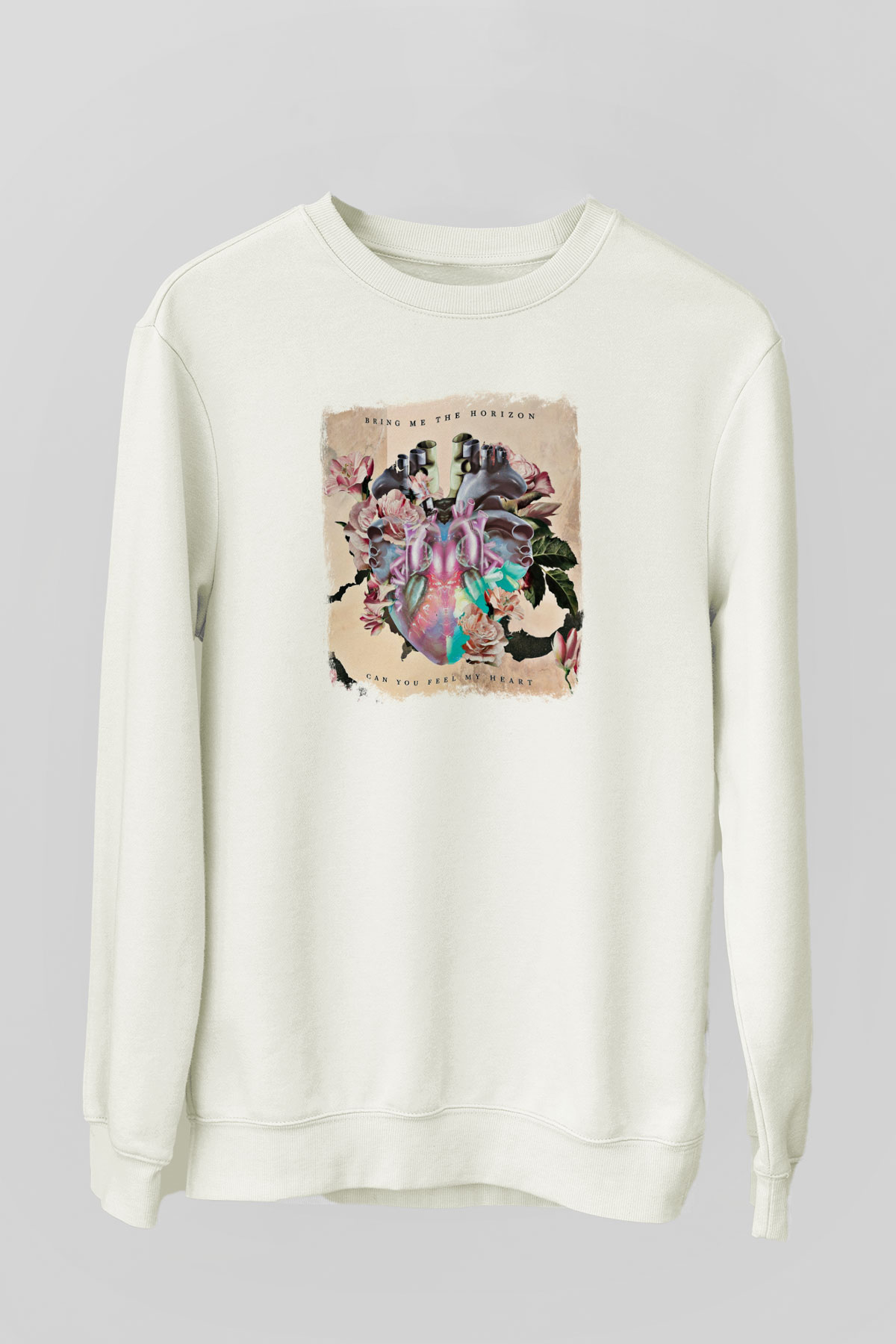 Bring Me the Horizon Baskılı Unisex Beyaz Sweatshirt
