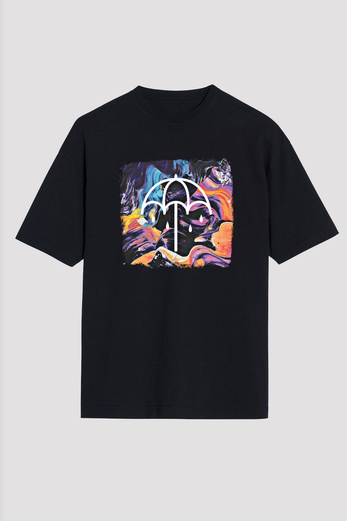 Bring Me the Horizon Baskılı Unisex Siyah Oversize Tişört