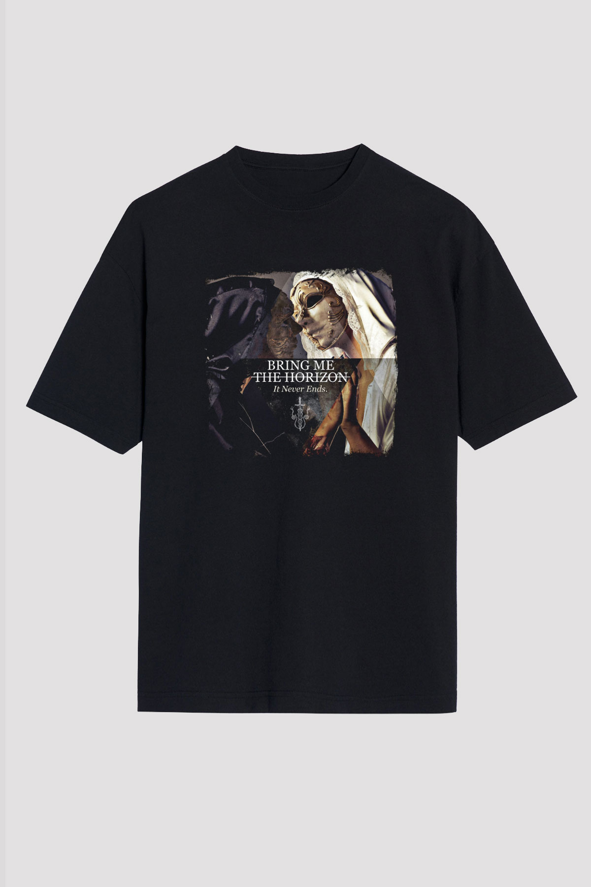 Bring Me the Horizon Baskılı Unisex Siyah Oversize Tişört