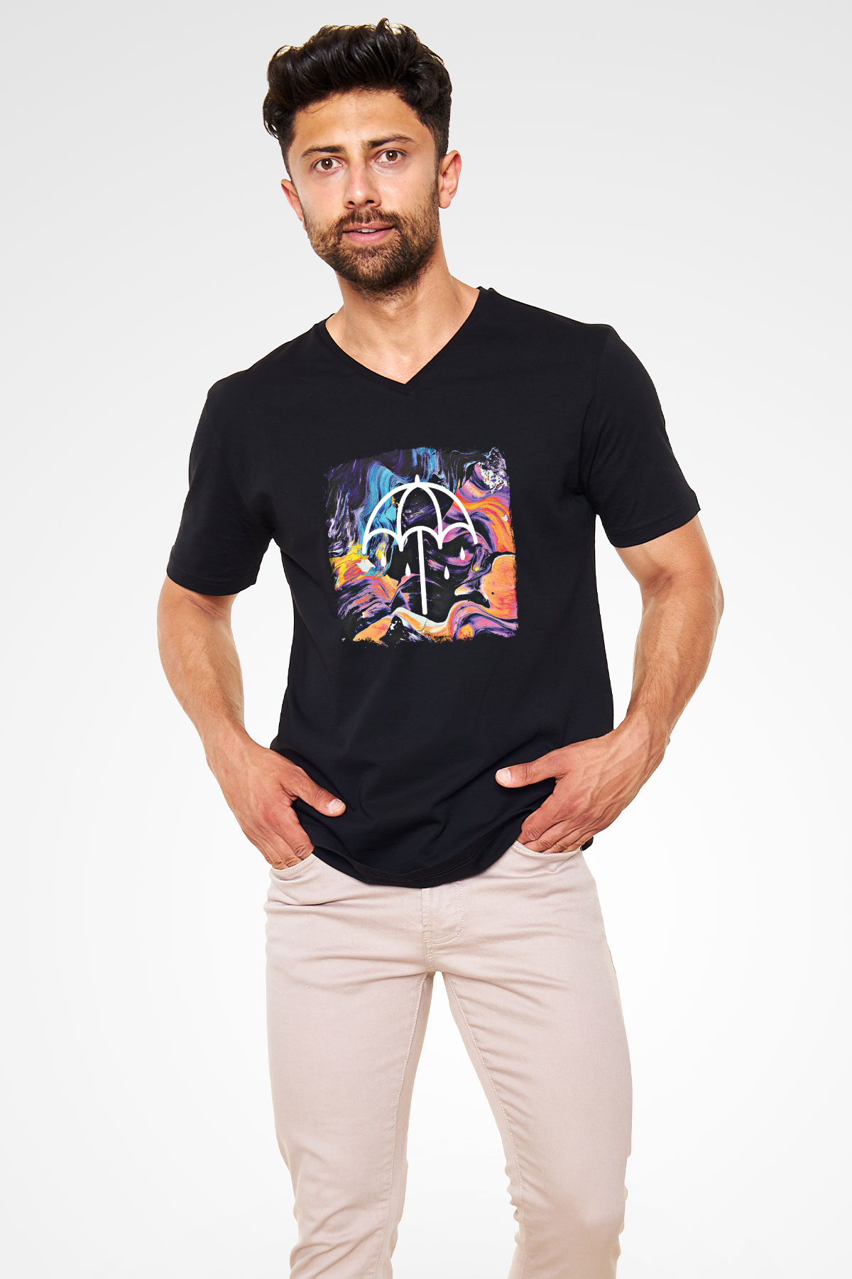 Bring Me the Horizon Baskılı Unisex Siyah V Yaka Tişört