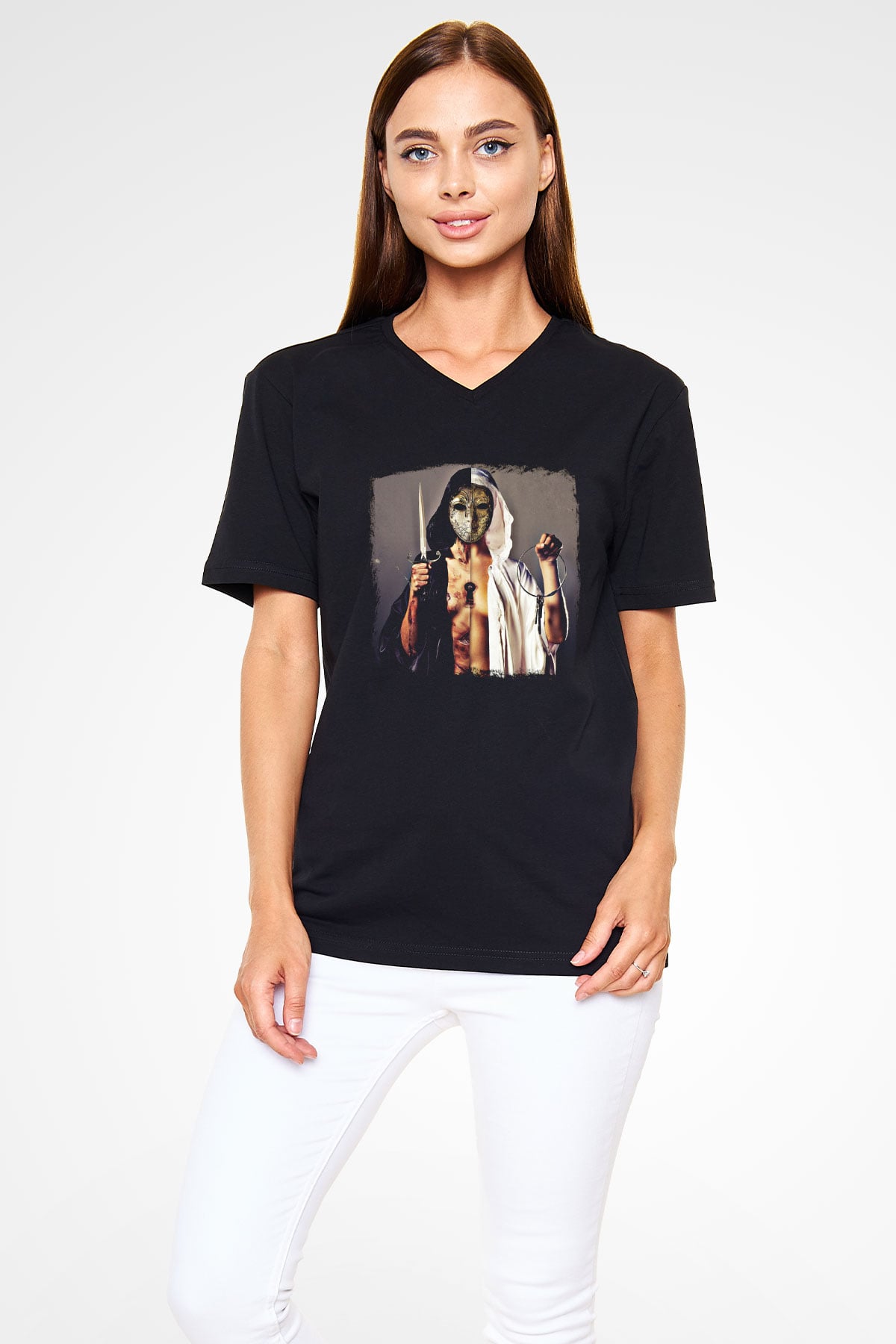 Bring Me the Horizon Baskılı Unisex Siyah V Yaka Tişört