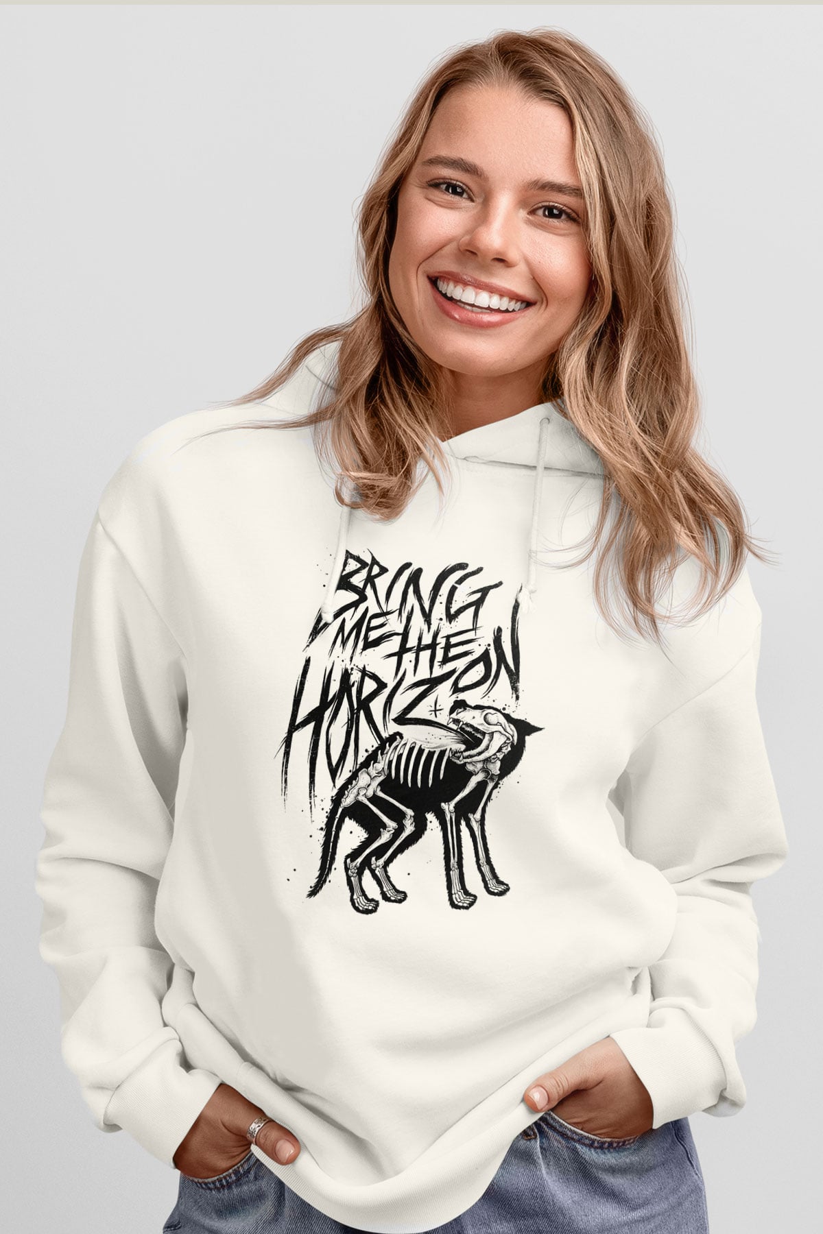 Bring Me the Horizon Beyaz Unisex Kapşonlu Sweatshirt