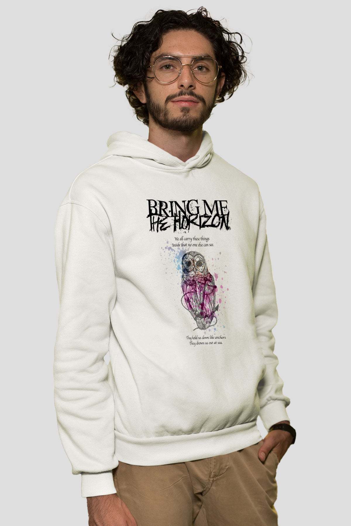 Bring Me the Horizon Beyaz Unisex Kapüşonlu Sweatshirt
