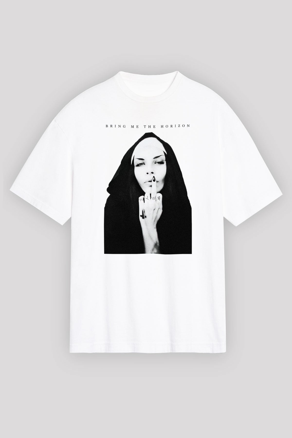 Bring Me the Horizon Beyaz Unisex Oversize Tişört T-Shirt