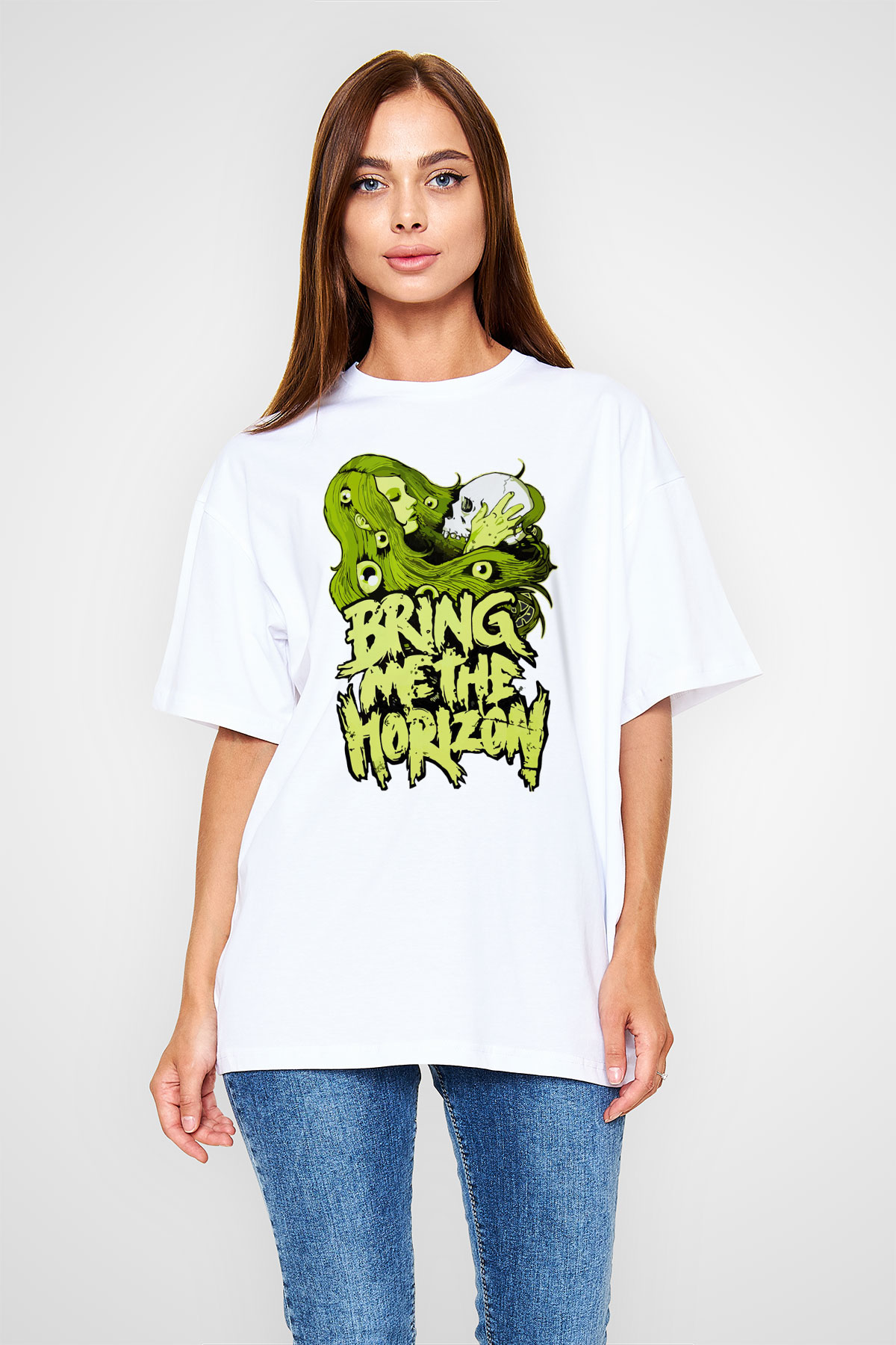 Bring Me the Horizon Beyaz Oversize Tişört Oversize T-shirt - TişörtFabrikası