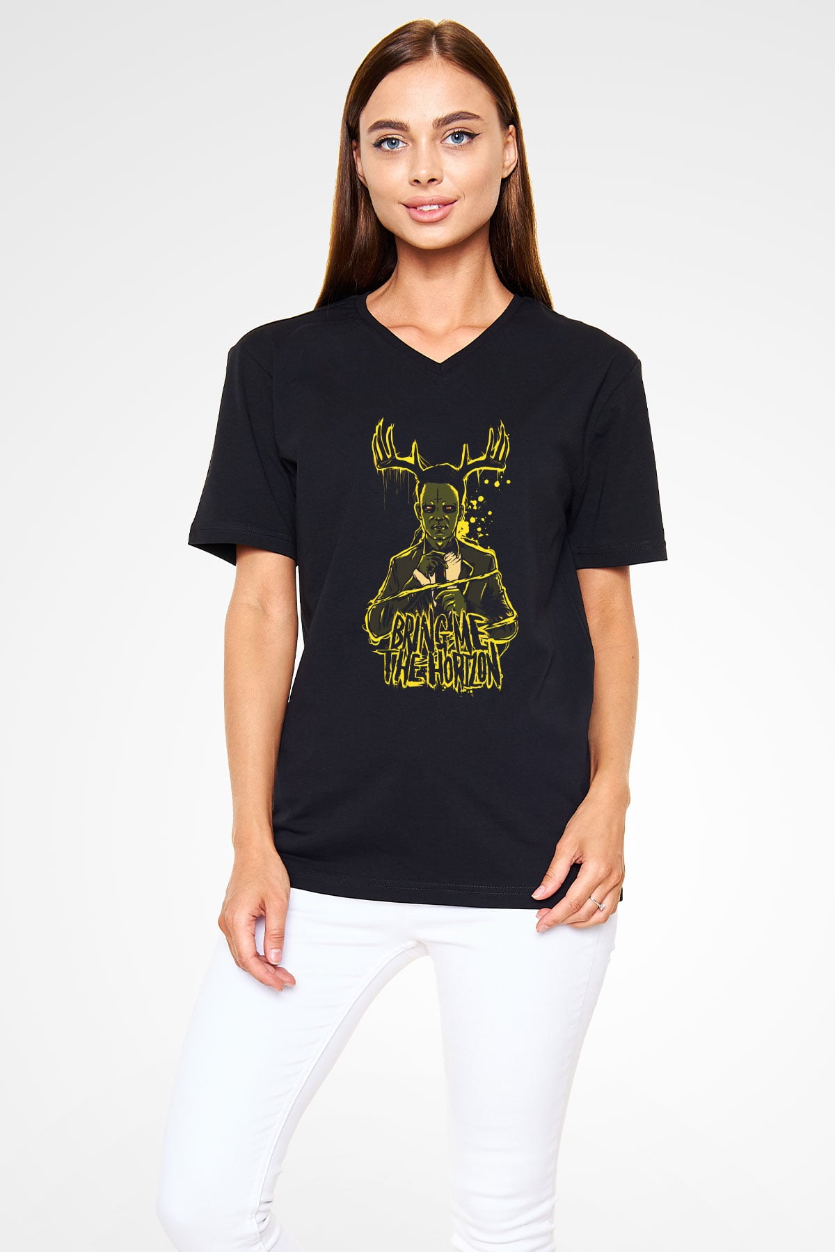 Bring Me the Horizon Siyah Unisex V Yaka Tişört