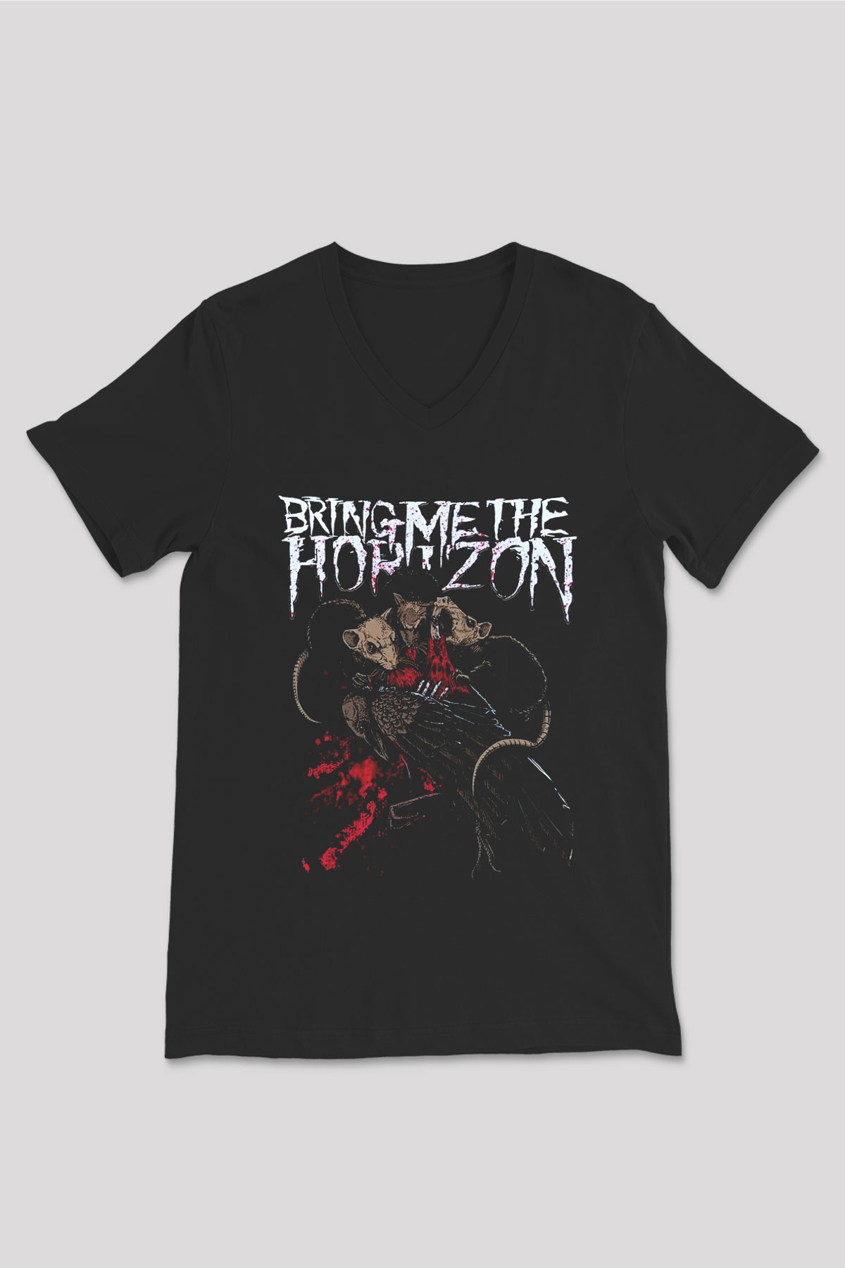 Bring Me the Horizon Siyah Unisex V Yaka Tişört T-Shirt