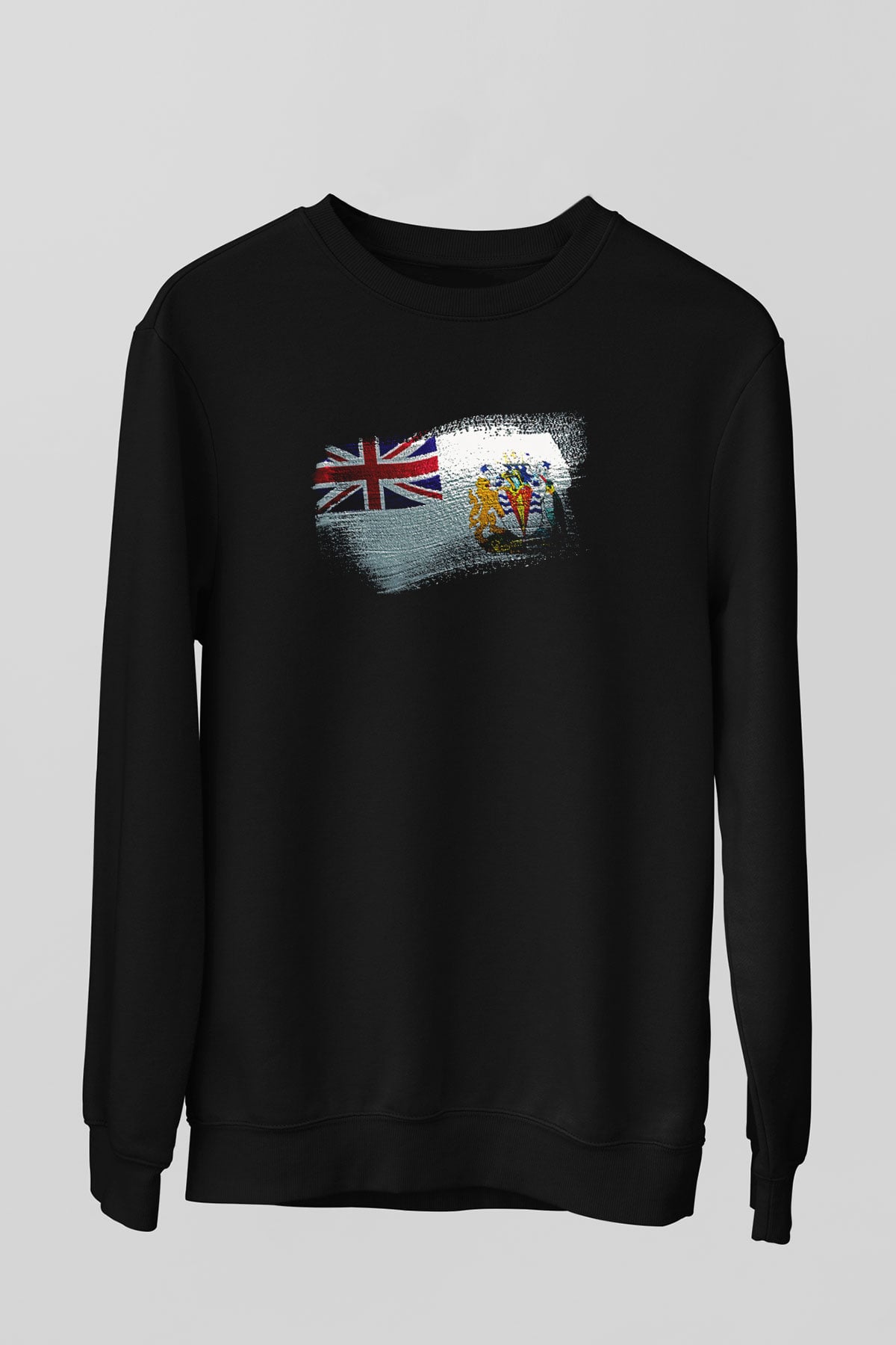 Britanya Antarktika Toprakları - British Antarctic Territory Bayrağı Baskılı Unisex Siyah Sweatshirt