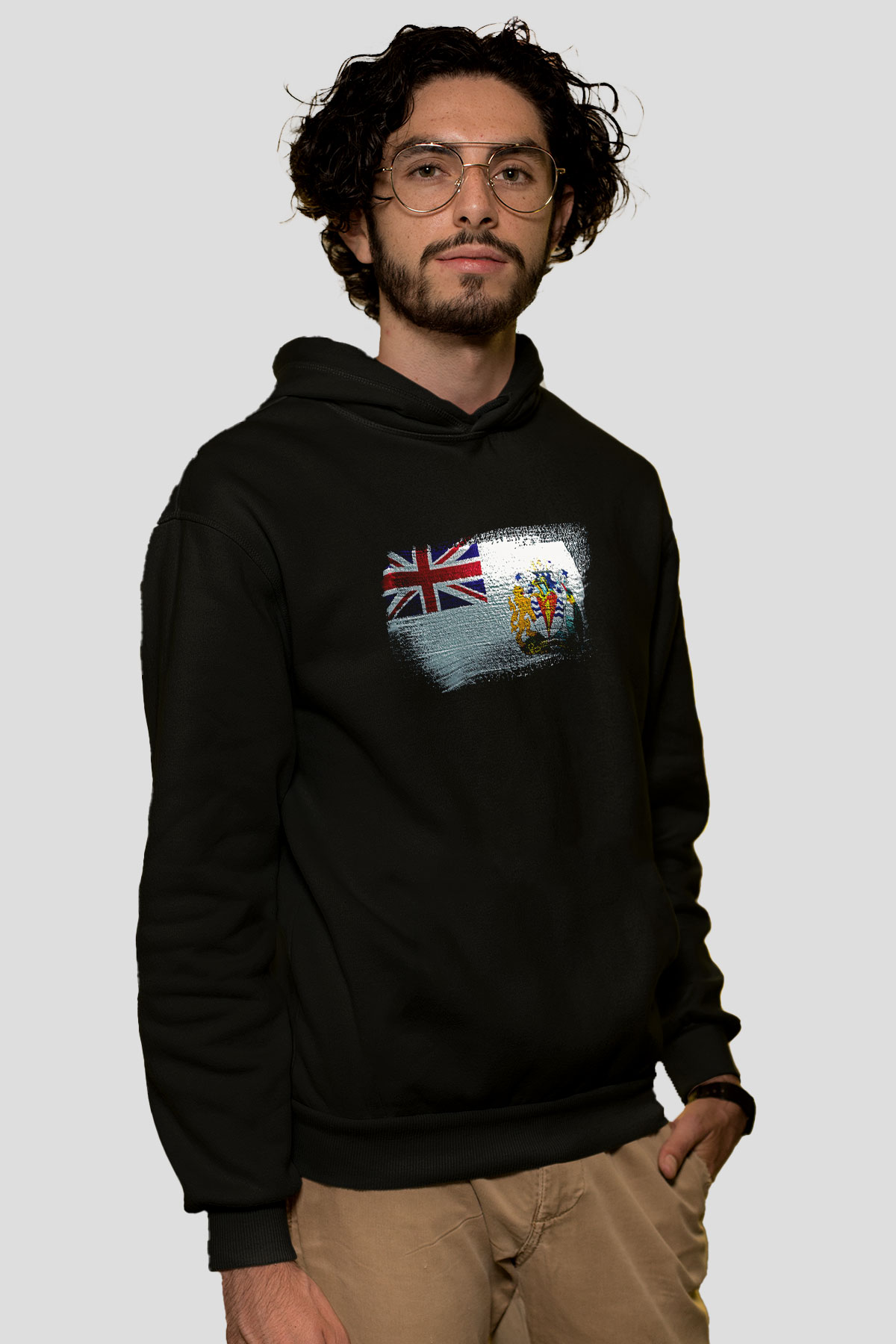 Britanya Antarktika Toprakları - British Antarctic Territory Bayrağı Baskılı Unisex Siyah Hoodie