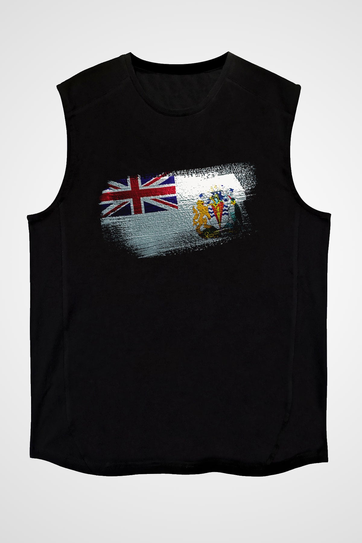 Britanya Antarktika Toprakları - British Antarctic Territory Bayrağı Baskılı Unisex Siyah Kolsuz Tişört