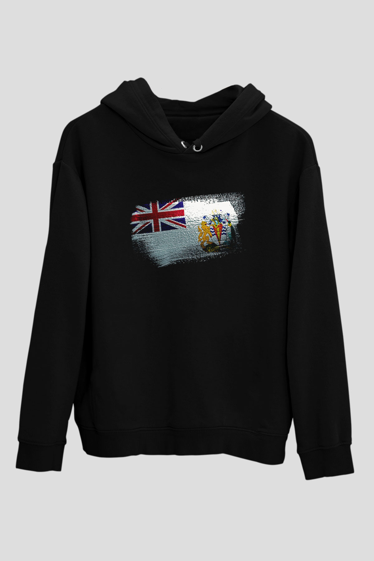 Britanya Antarktika Toprakları - British Antarctic Territory Bayrağı Baskılı Unisex Siyah Hoodie
