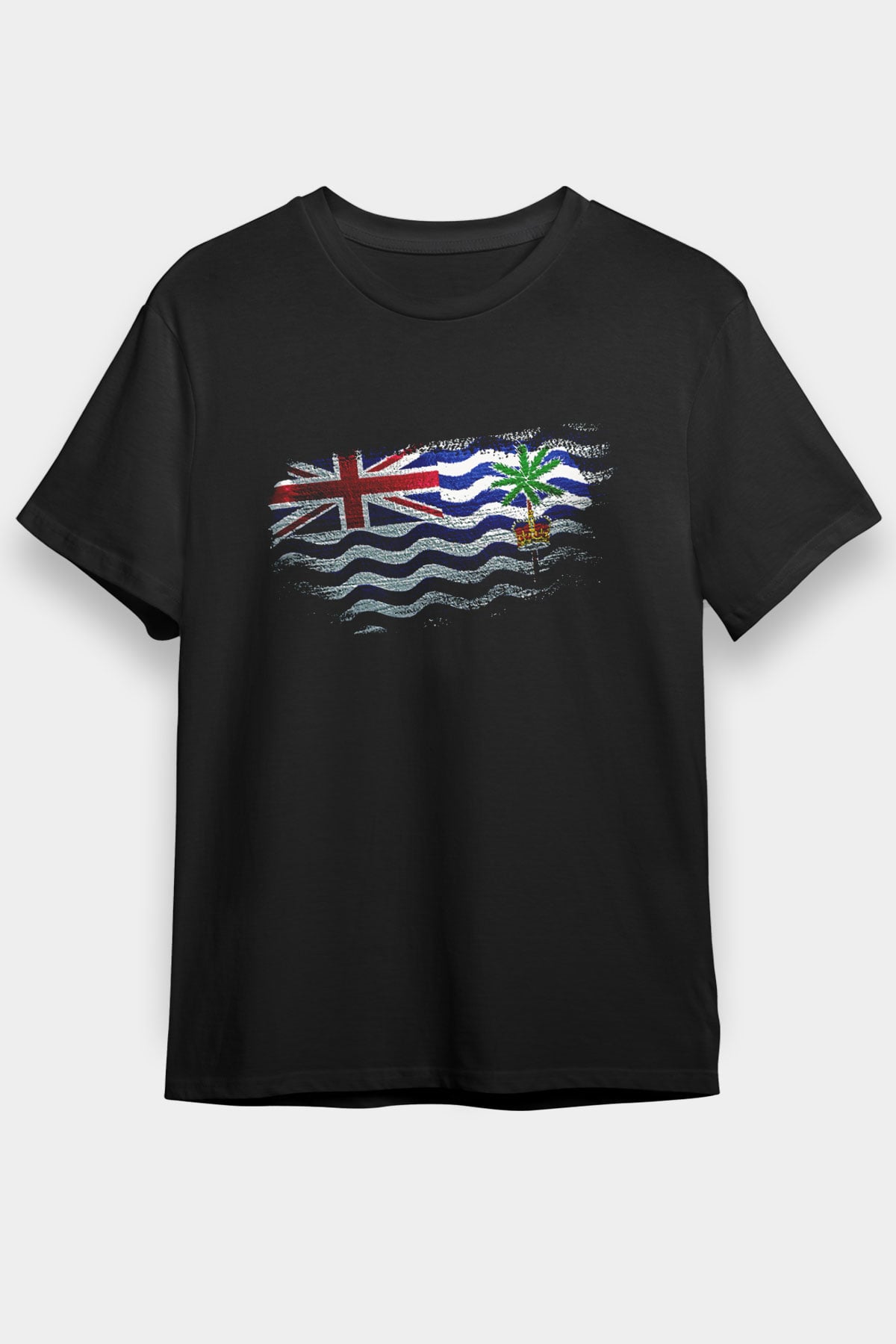 Britanya Hint Okyanusu Toprakları - British İndian Ocean Territory Bayrağı Baskılı Unisex Siyah Tişört