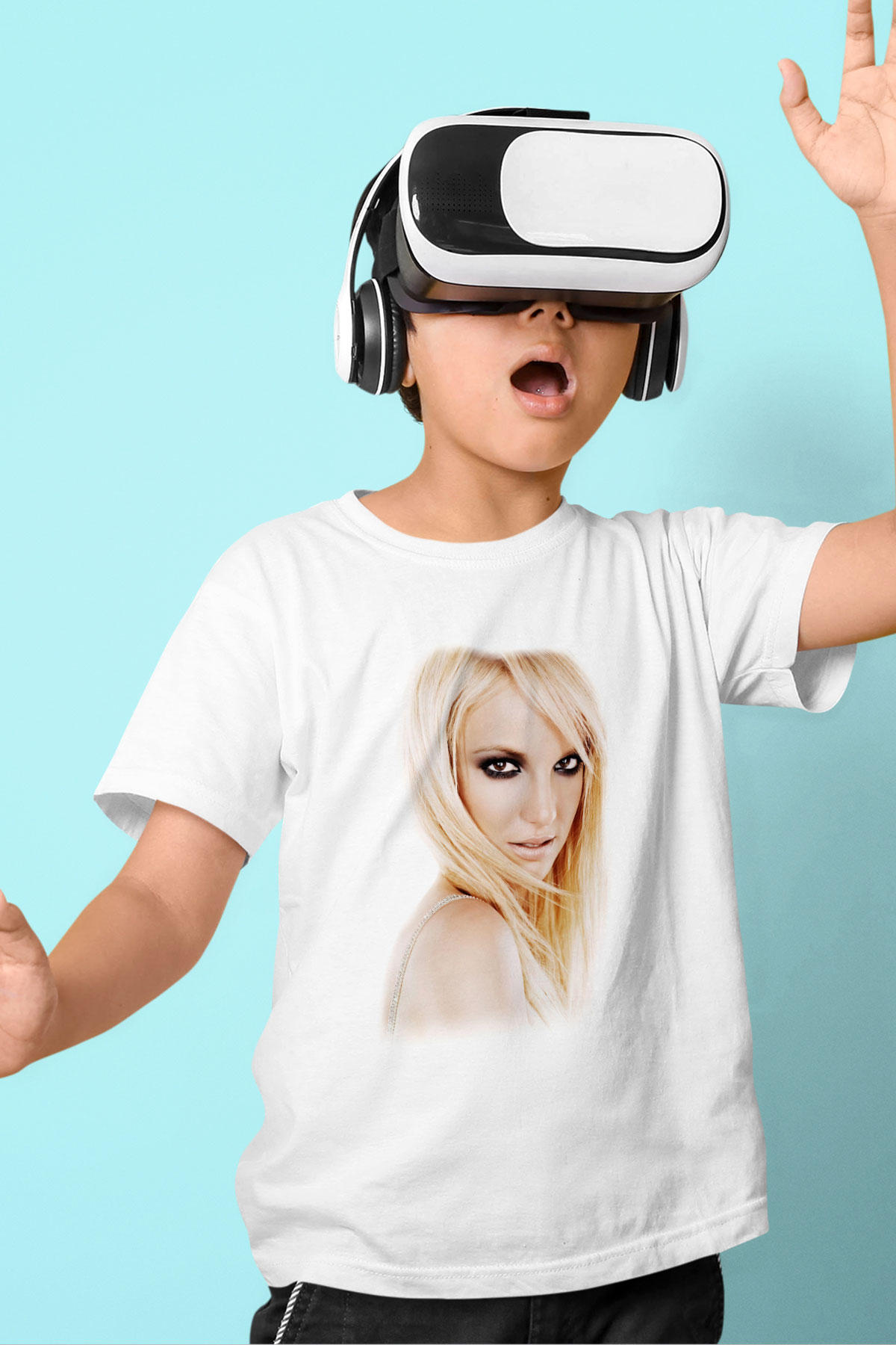 Britney Spears Baskılı Beyaz Unisex Çocuk Tişört