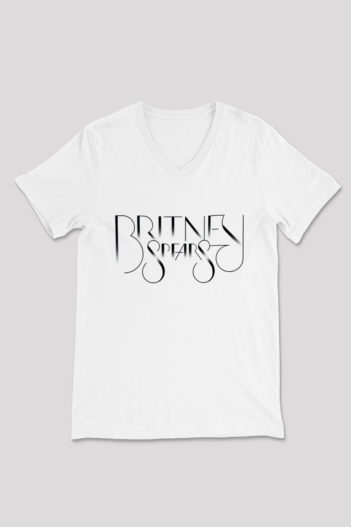 Britney Spears Beyaz Unisex V Yaka Tişört T-Shirt