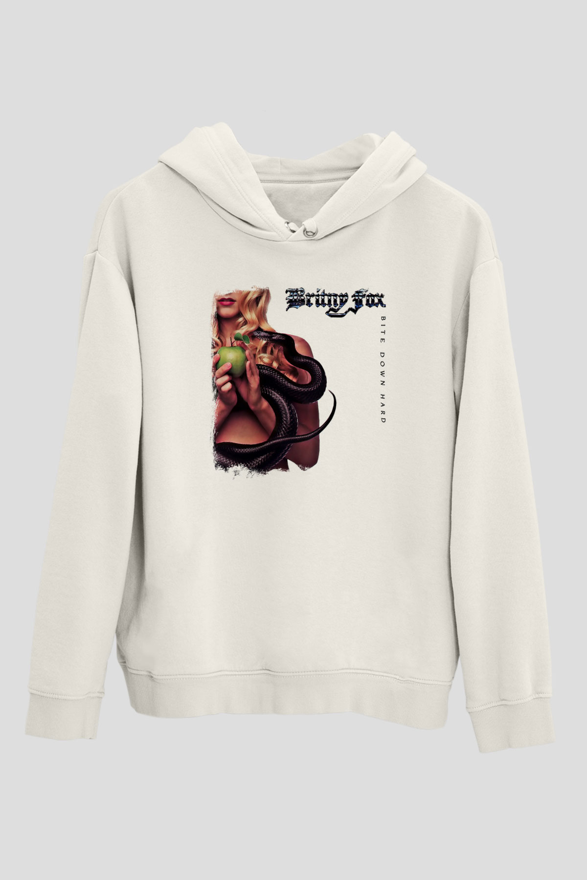 Britny Fox Baskılı Unisex Beyaz Hoodie