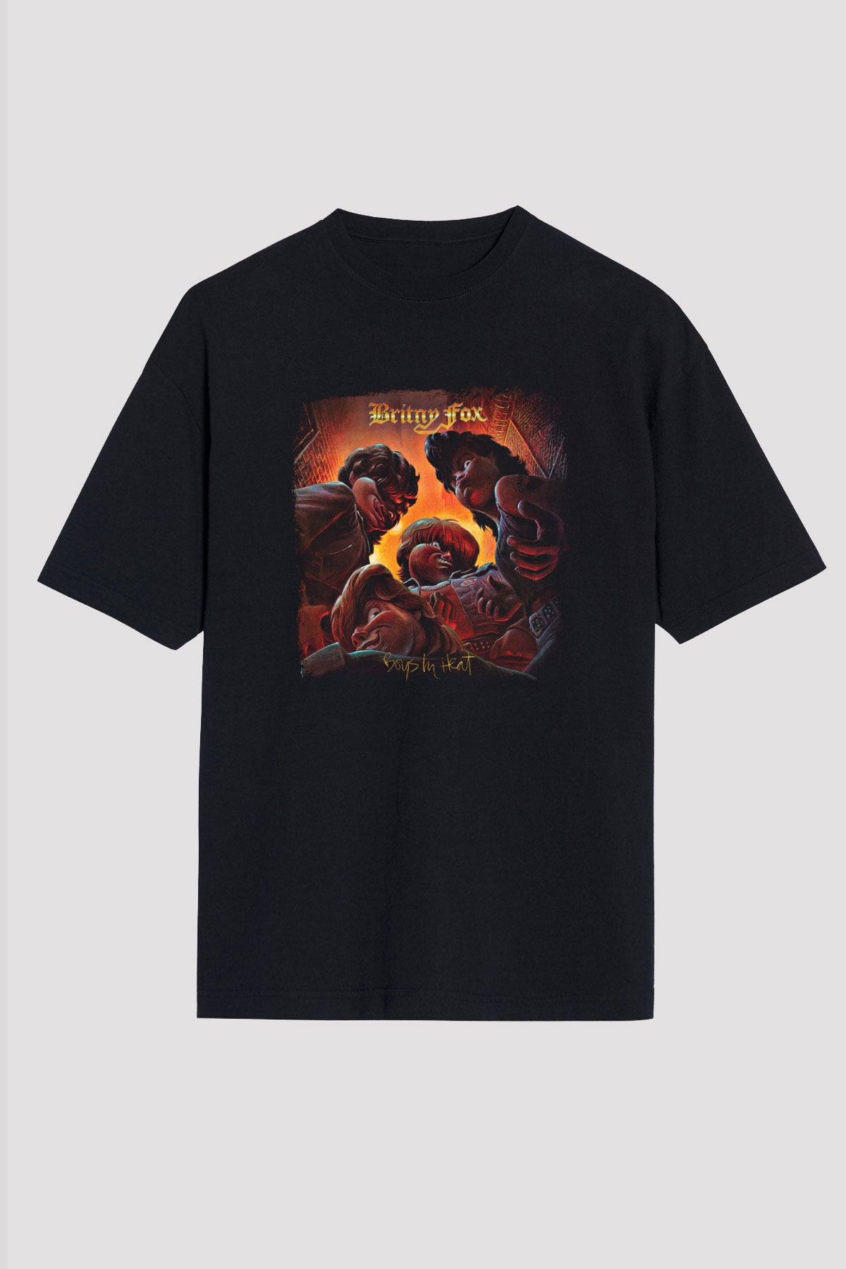 Britny Fox Baskılı Unisex Siyah Oversize Tişört