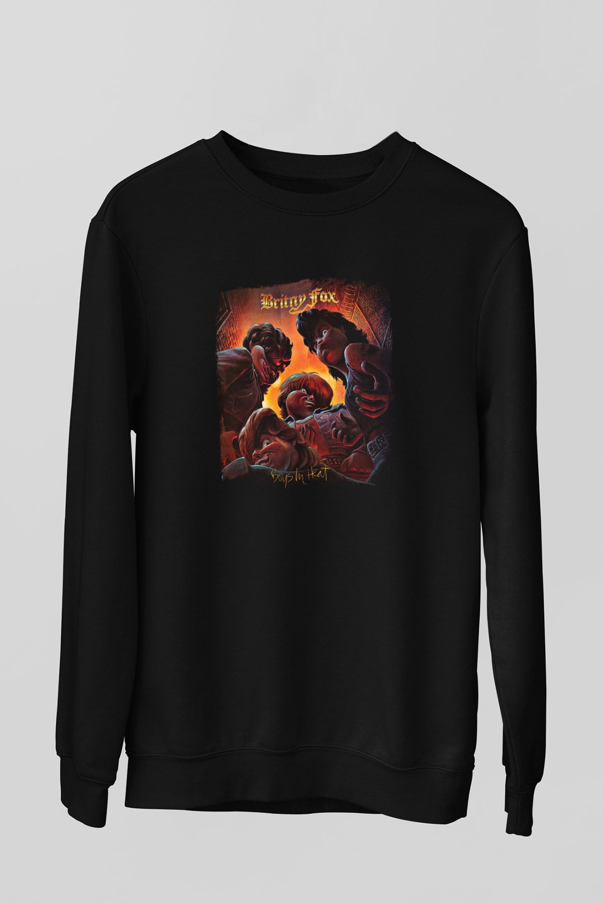 Britny Fox Baskılı Unisex Siyah Sweatshirt
