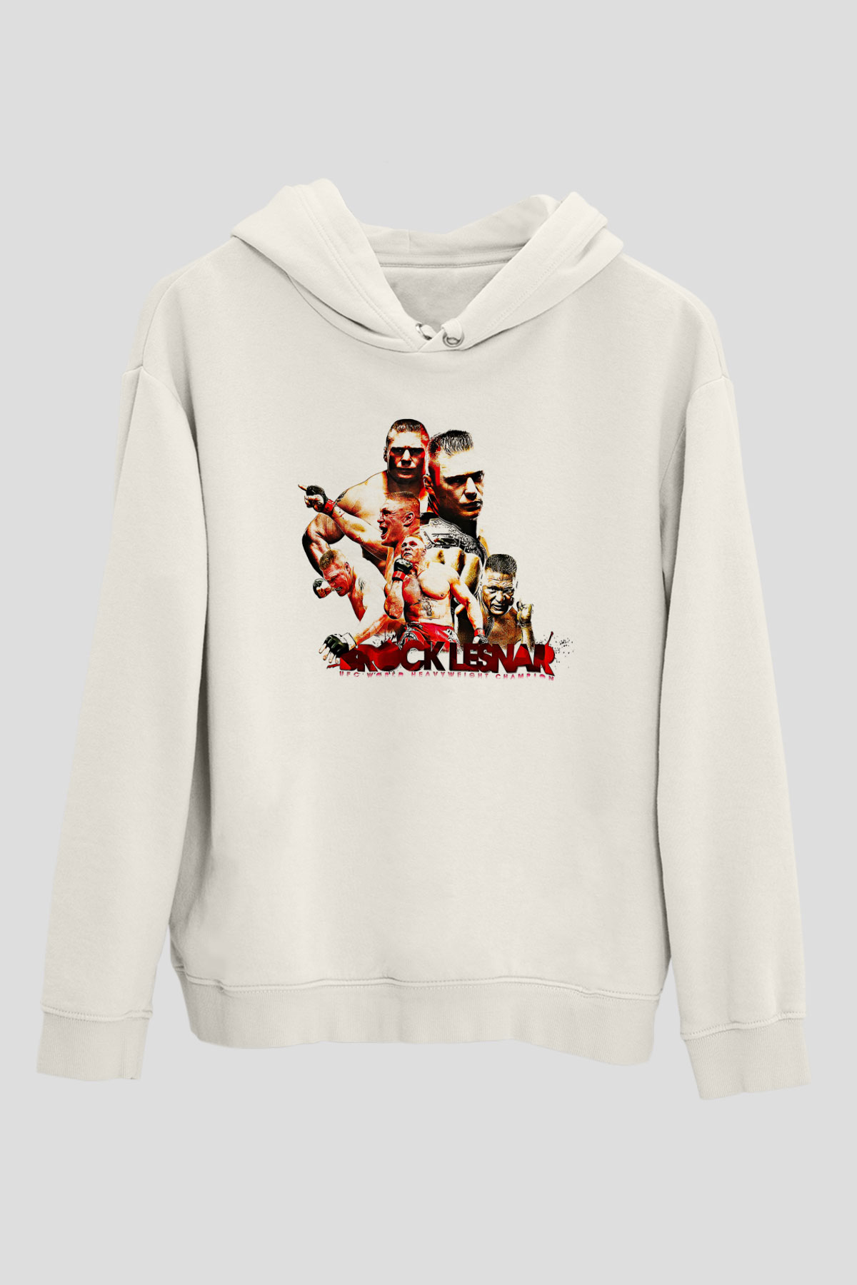 Brock Lesnar Baskılı Beyaz Unisex Hoodie