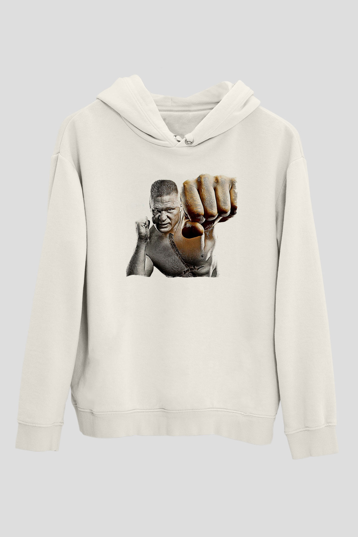 Brock Lesnar Baskılı Beyaz Unisex Hoodie