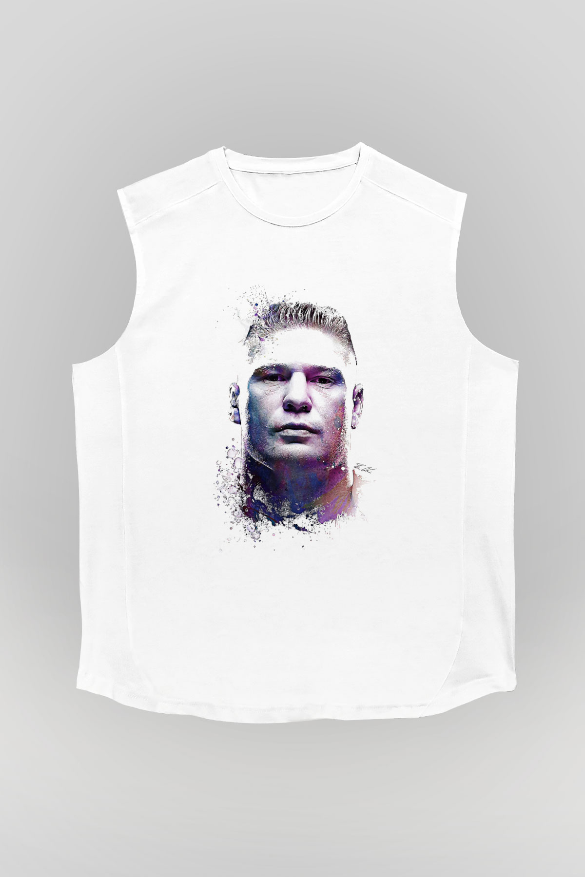 Brock Lesnar Baskılı Beyaz Unisex Kolsuz Tişört - Tshirt