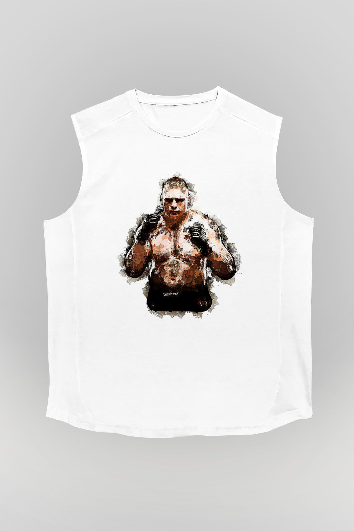 Brock Lesnar Baskılı Beyaz Unisex Kolsuz Tişört - Tshirt